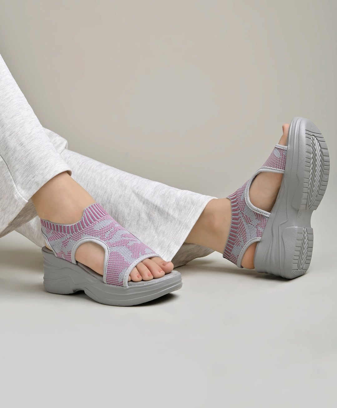 Shoetopia Abstract Designed Sandals - Grey-image-15