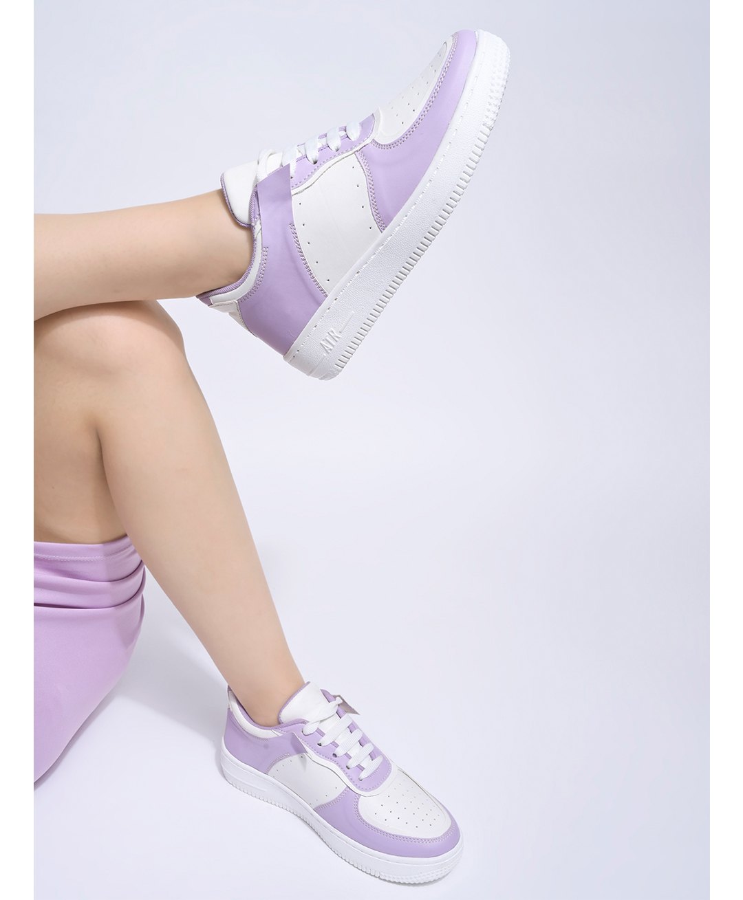 Shoetopia Colour Blocked Lace Up Sneakers - Purple-picture-19
