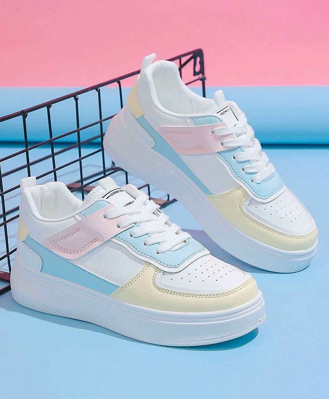 Shoetopia Colour Blocked Lace Up Sneakers - White-image-26