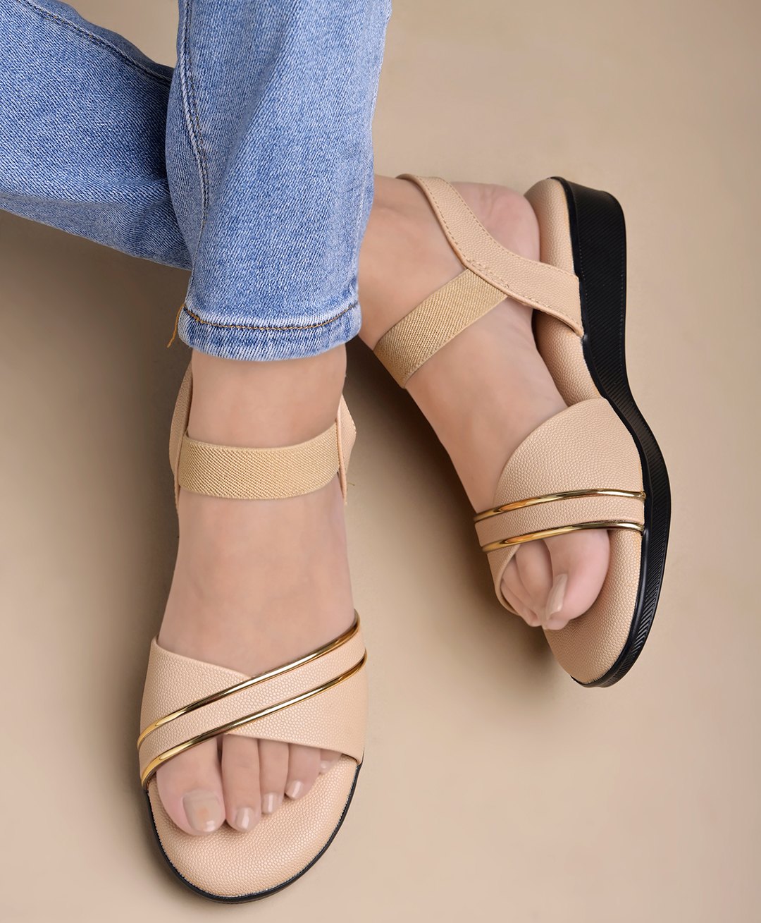 Shoetopia Solid Sandals - Beige-image-34