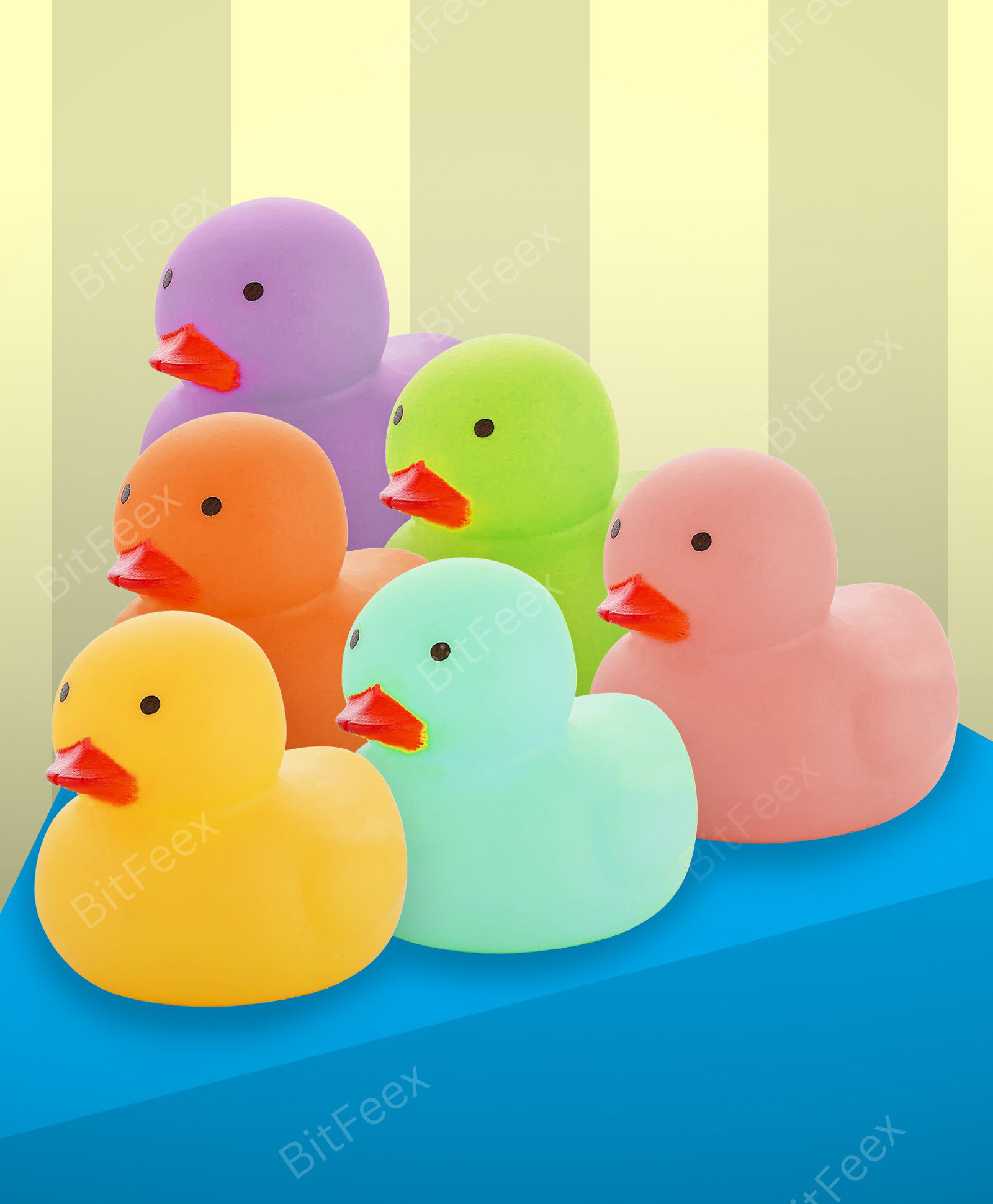 BitFeex Squeezy Duck Shape Toy Soft Rubber, Chu Chu Sound, Fun Bath Time Toy for Kids 1+ Years, 6 pcs Duck, Multicolor-image-22