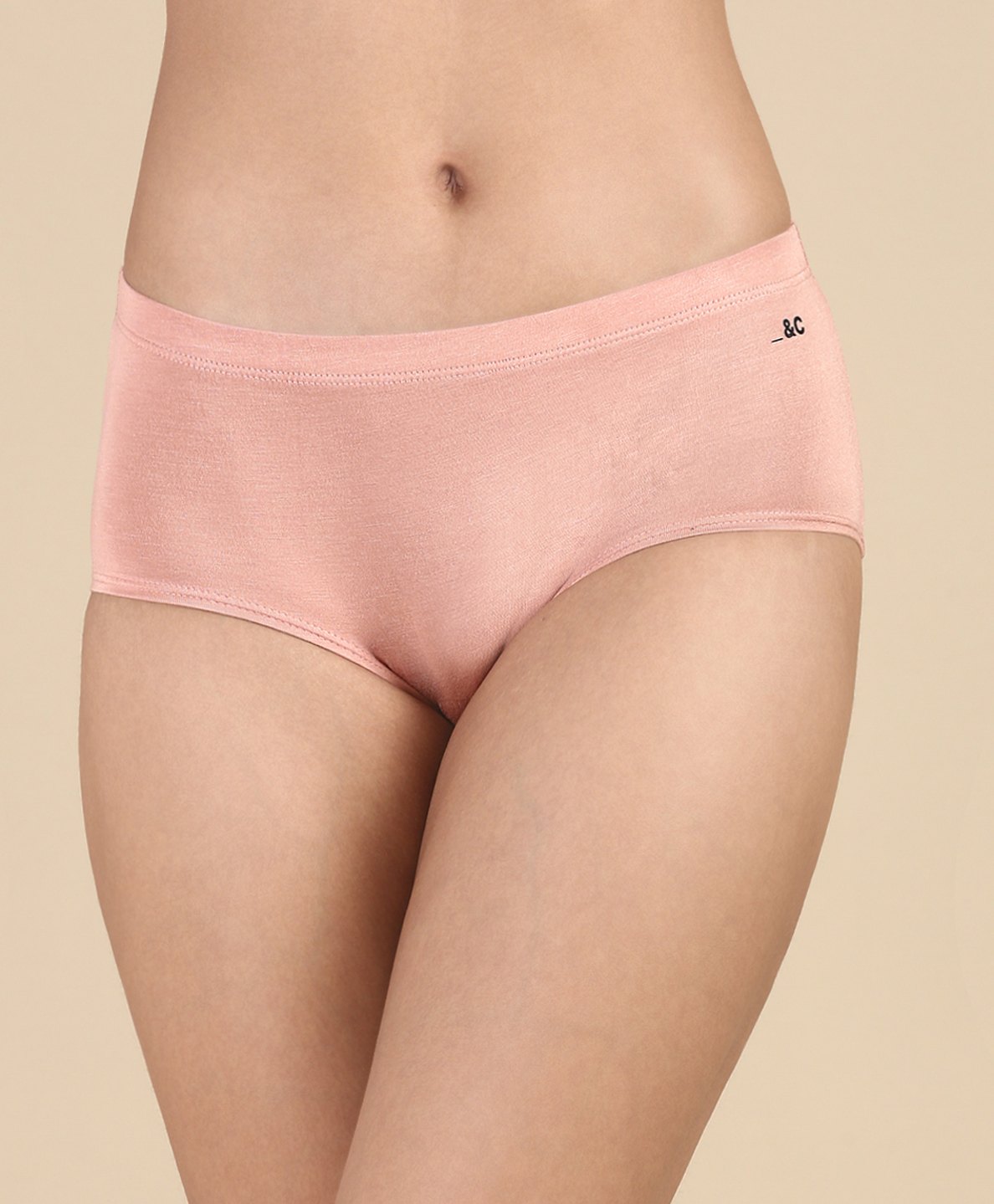 &Circus Solid Seamless Bare Hipster Panty - Peach-image-4