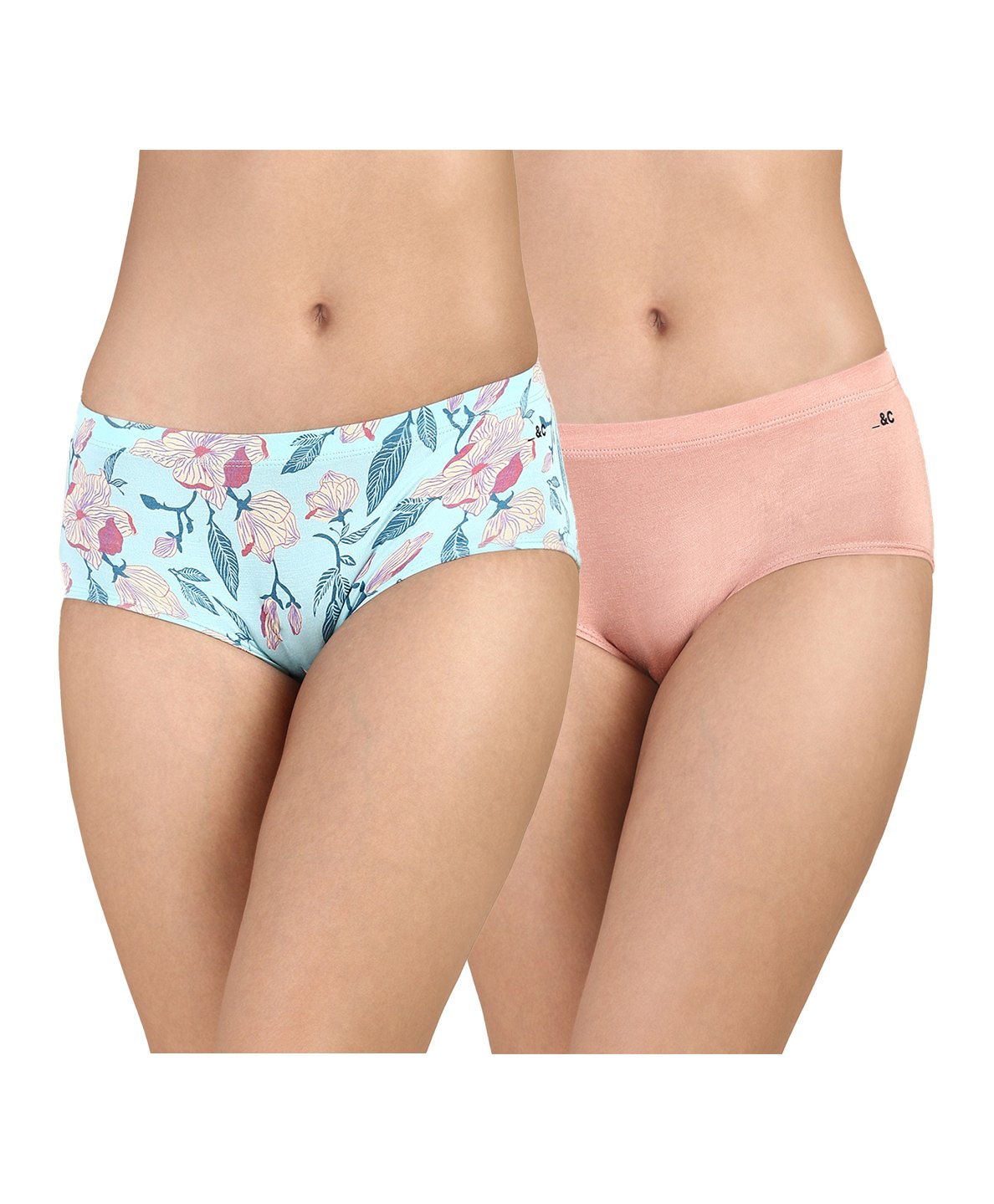 &Circus Modal Pack Of 2 Solid & Floral Printed Seamless Bare Hipsters - Multi Colour-picture-19