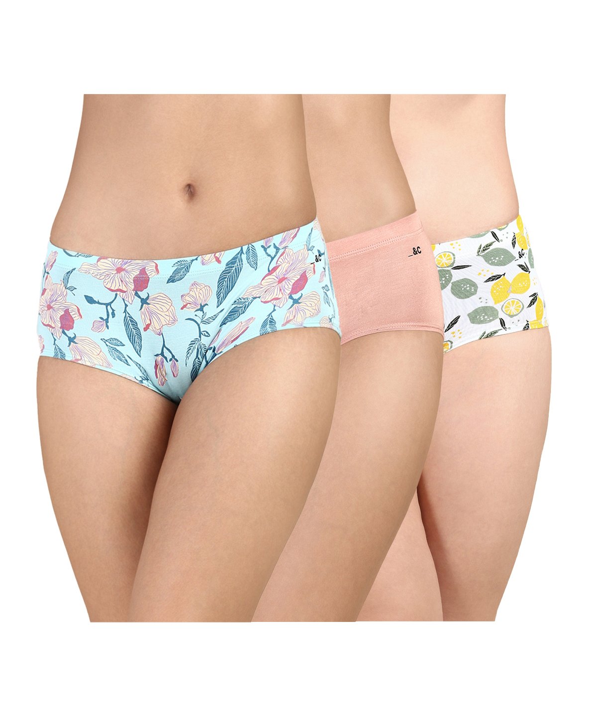 &Circus Modal Pack Of 2 Solid & Lemon Printed Seamless Bare Hipsters - Multi Colour-picture-35