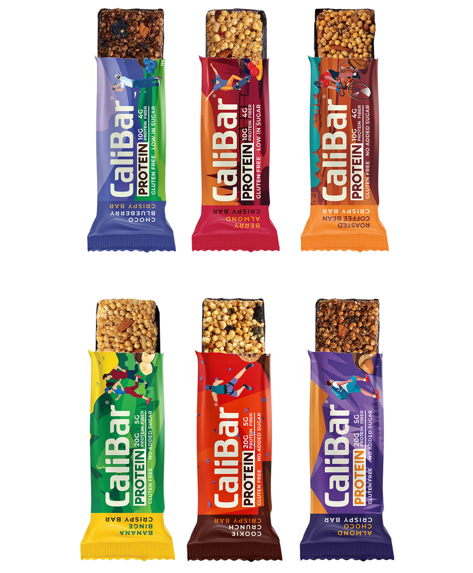 CaliBar All in 1 Variety Pack of 6 Bars - Almond Choco, Cookie Crunch, Banana Binge, Roasted Coffee Bean, Berry Almond & Choco Blueberry (Pack of 6)-image-44