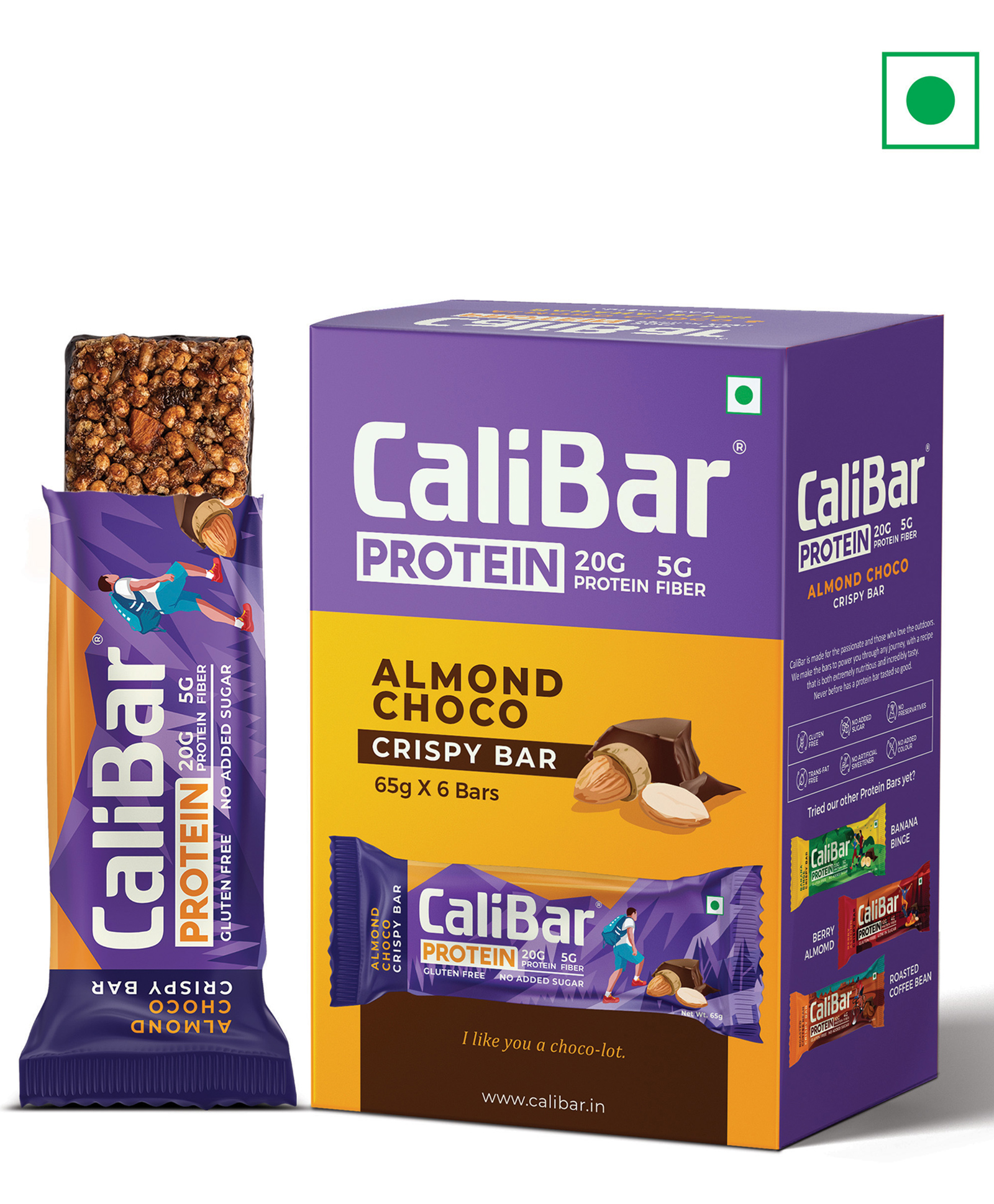 CaliBar 20g Protein Bar - Almond Choco Crispy Bar (Pack of 6)-image-29