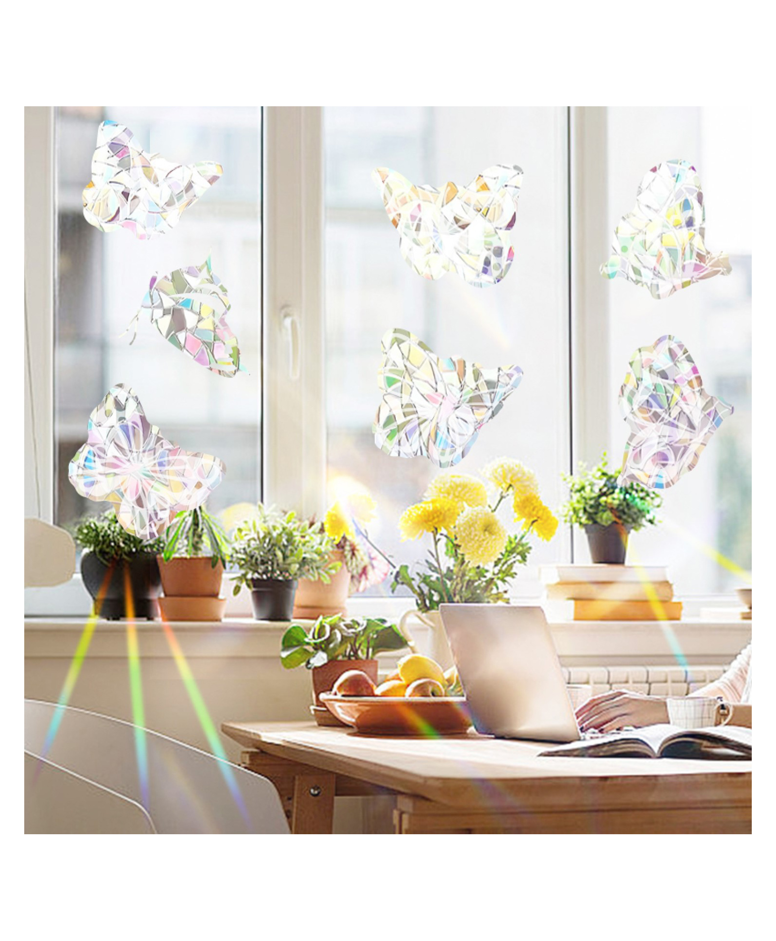 JAAMSO ROYALS Colorful Butterflies Electrostatic Glass Wall Sticker (21cm x 30cm, 12 Pcs)-image-5