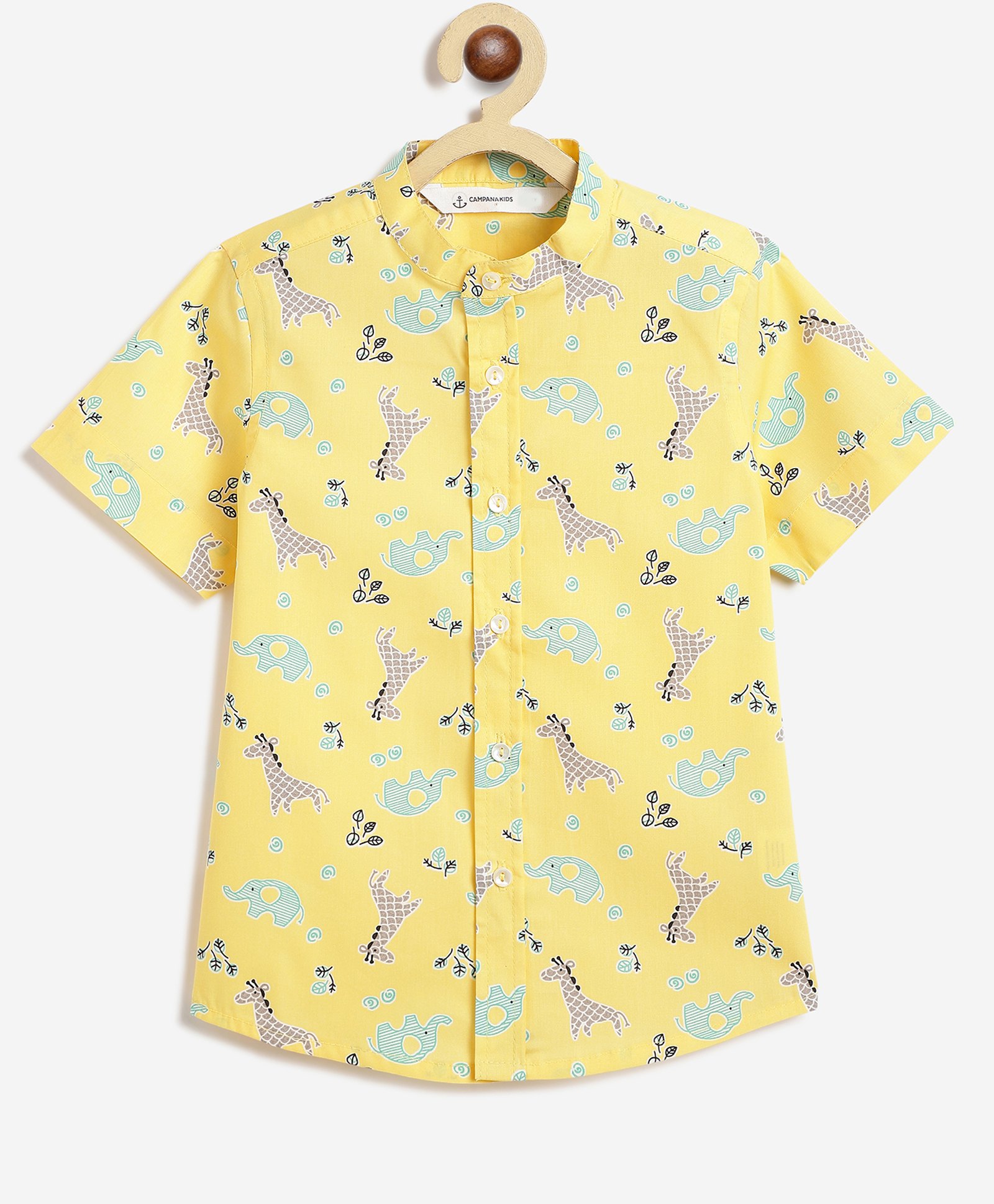 Campana 100% Cotton Half Sleeves Baby Animals Printed Shirt - Yellow-picture-16
