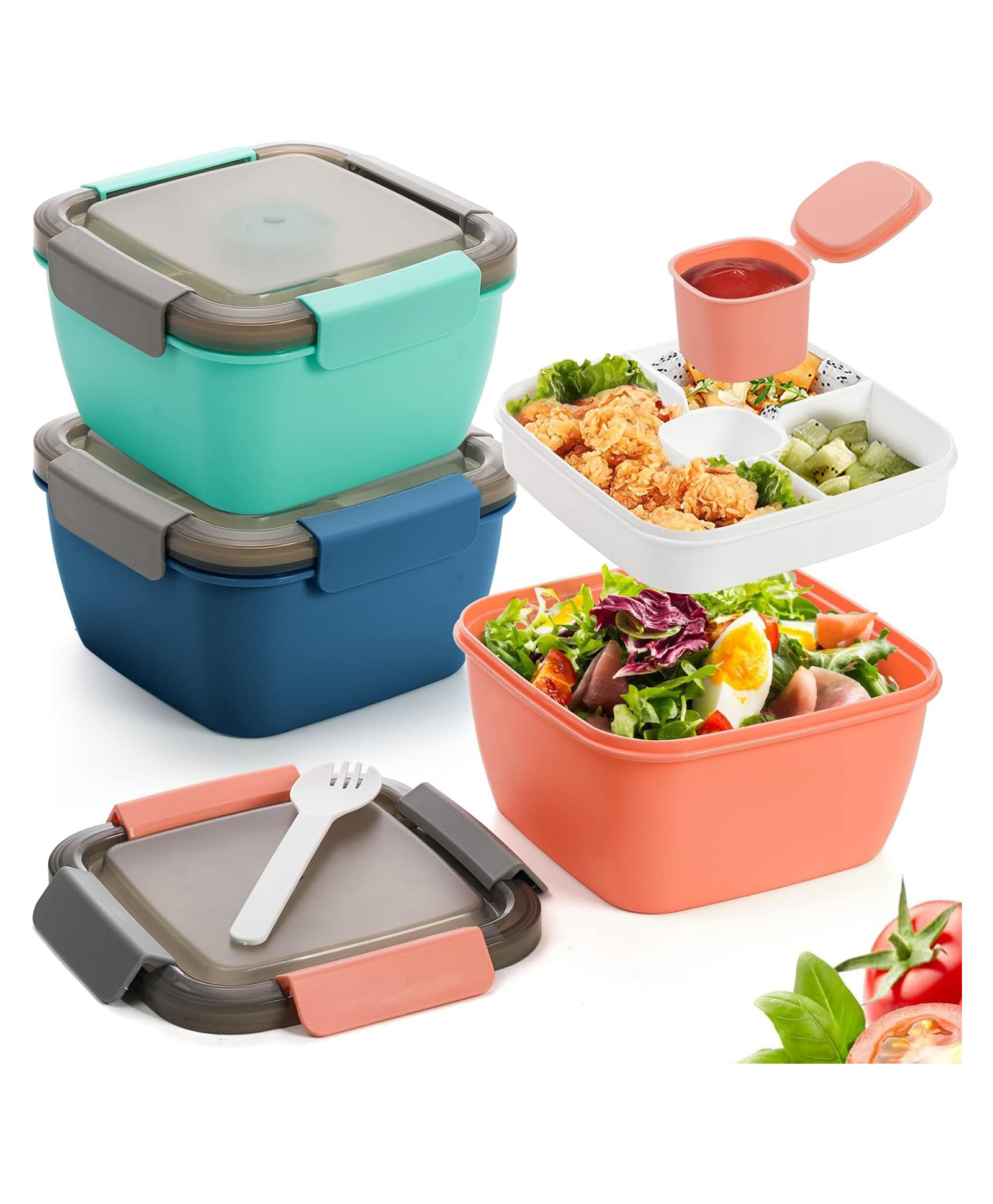 Paper Moon 4 Compartment Tiffin Lunchbox Bento Box Lunch Container with Spoon and Fork (1500 ml) - Color May Vary-image-39