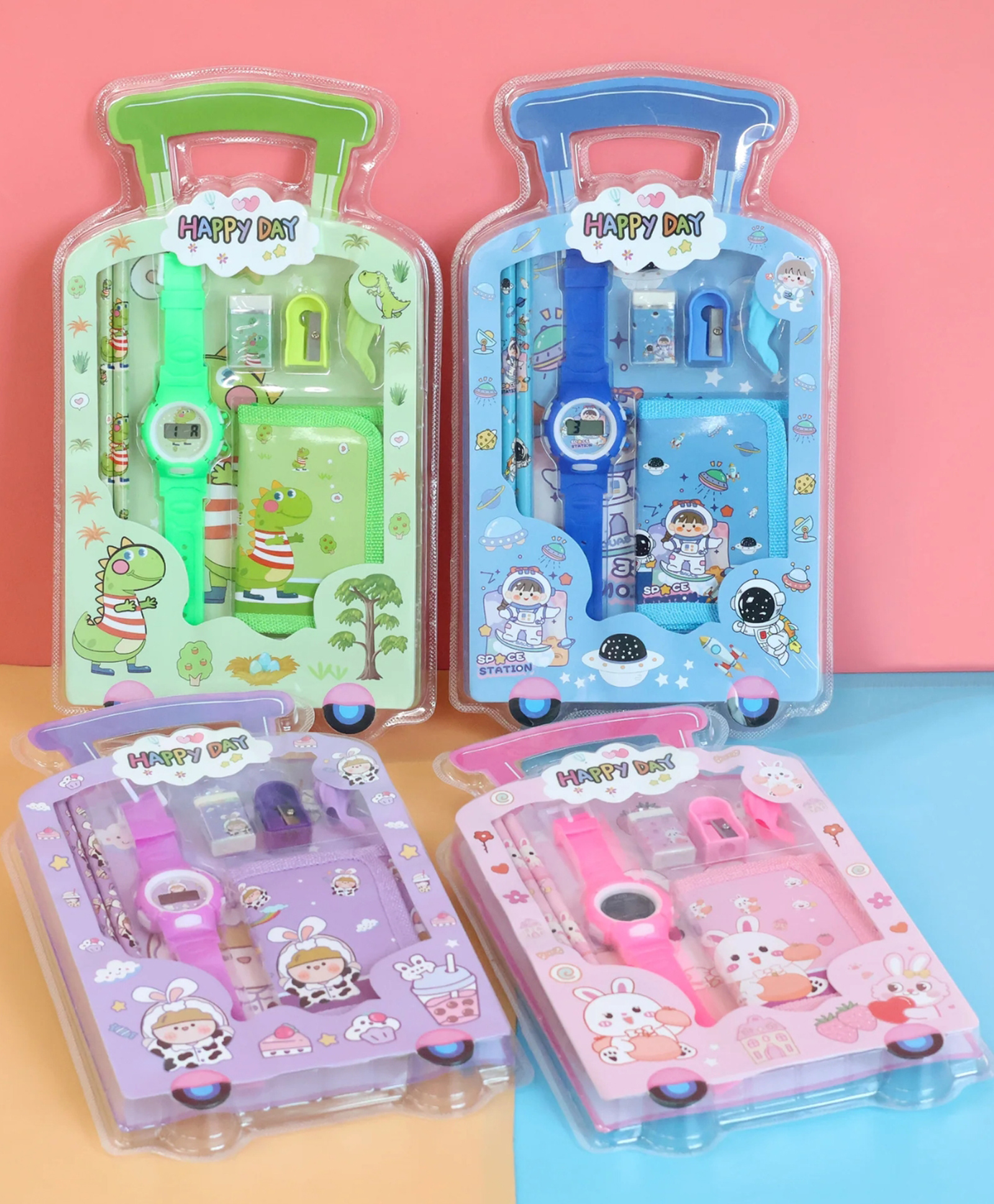 Paper Moon 7 in 1 Cartoon Stationery Set for Kids Pencils, Eraser, Sharpener, Watch, Wallet Return Gift For kids- Design May Vary-image-13