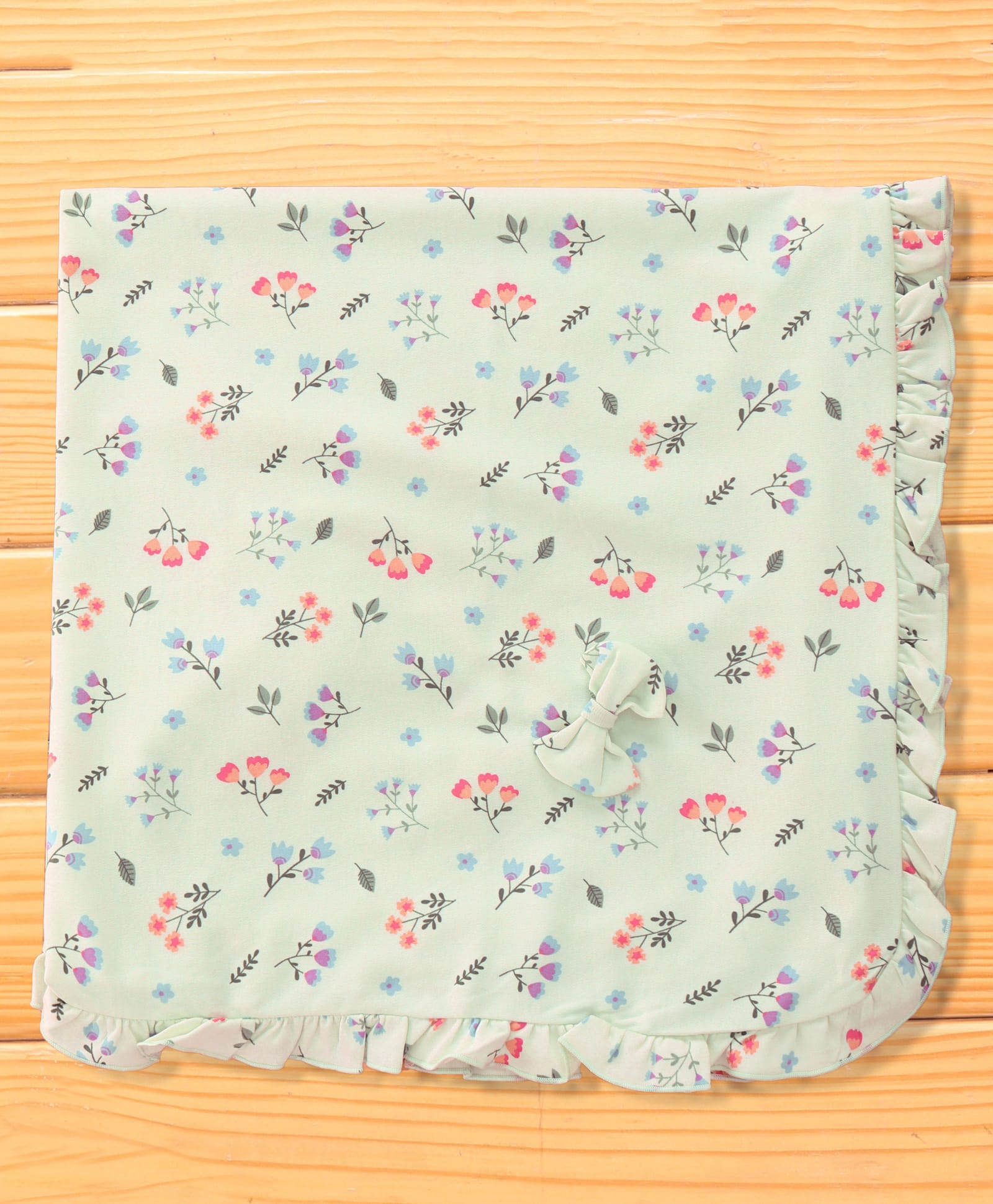 CUCUMBER Interlock Knit Towel With Floral Print L 80.5 x 80 cm - Light Green-picture-25