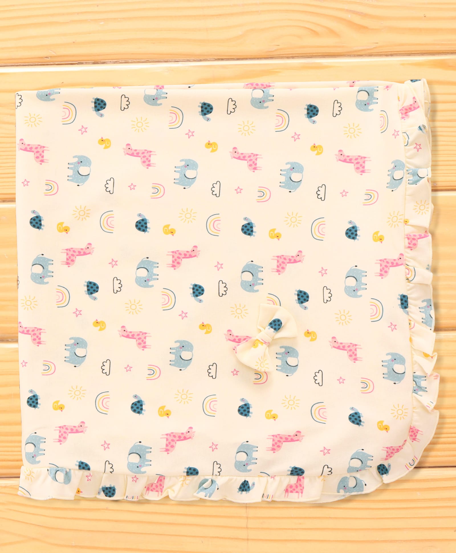 CUCUMBER Interlock Knit Towel With Animal Print L 80 x B 80 cm - Light Yellow-picture-27