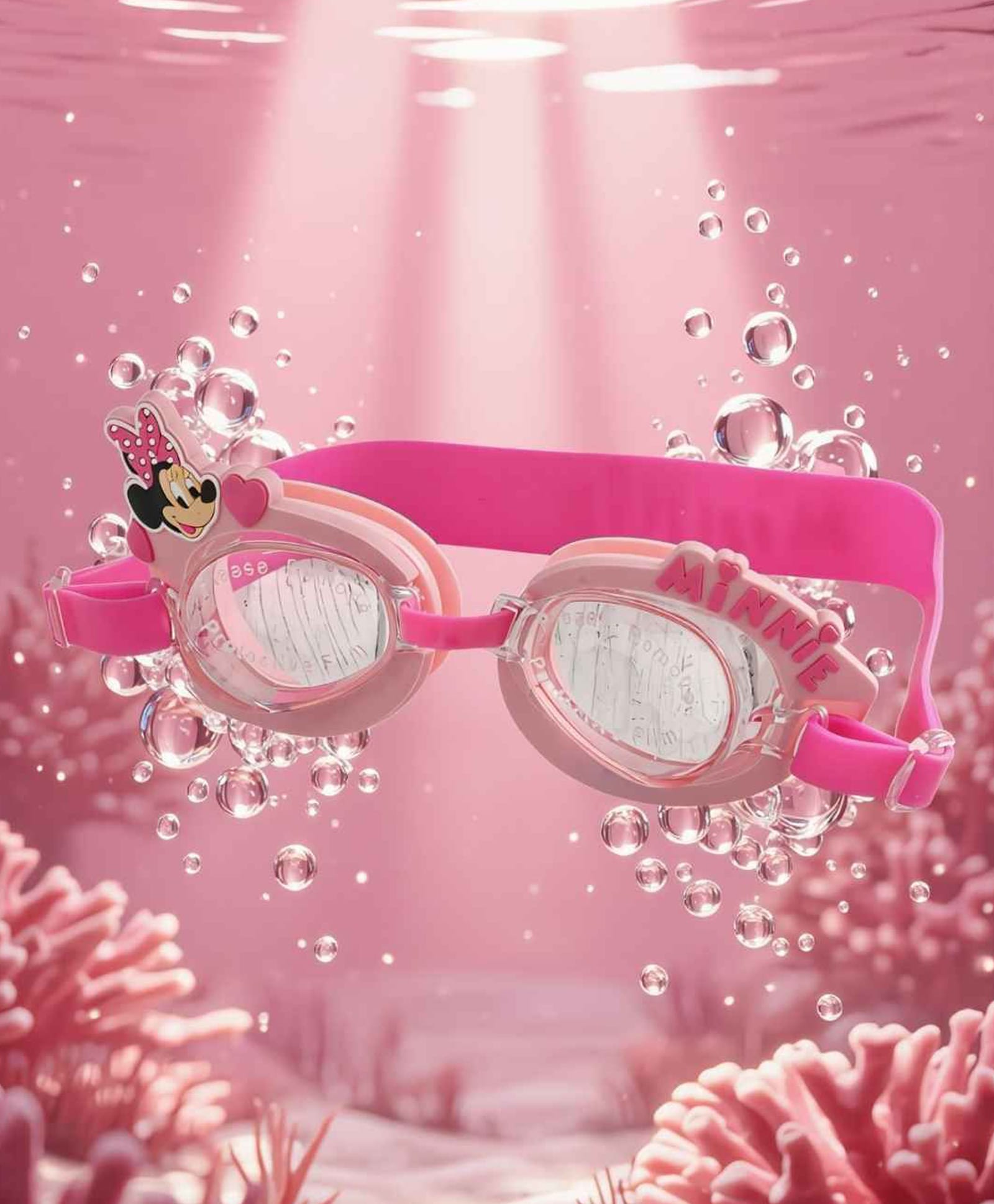 Disney by Yellow BeeMinnie Mouse Swimming Goggles with 3D Cute Heart Design for Girls- 1 Piece, Pink-image-41