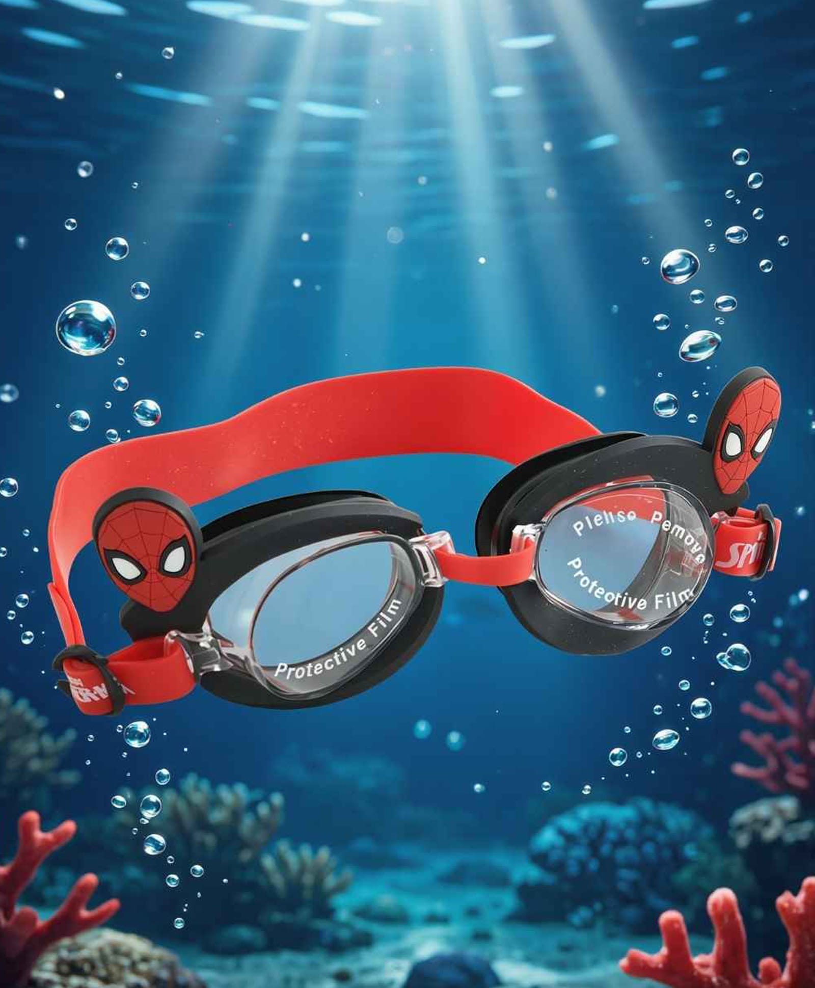 Marvel by Yellow Bee Spider-Man Swimming Goggles with 3D Web Eye Design for Boys- 1 Piece, Red-picture-19