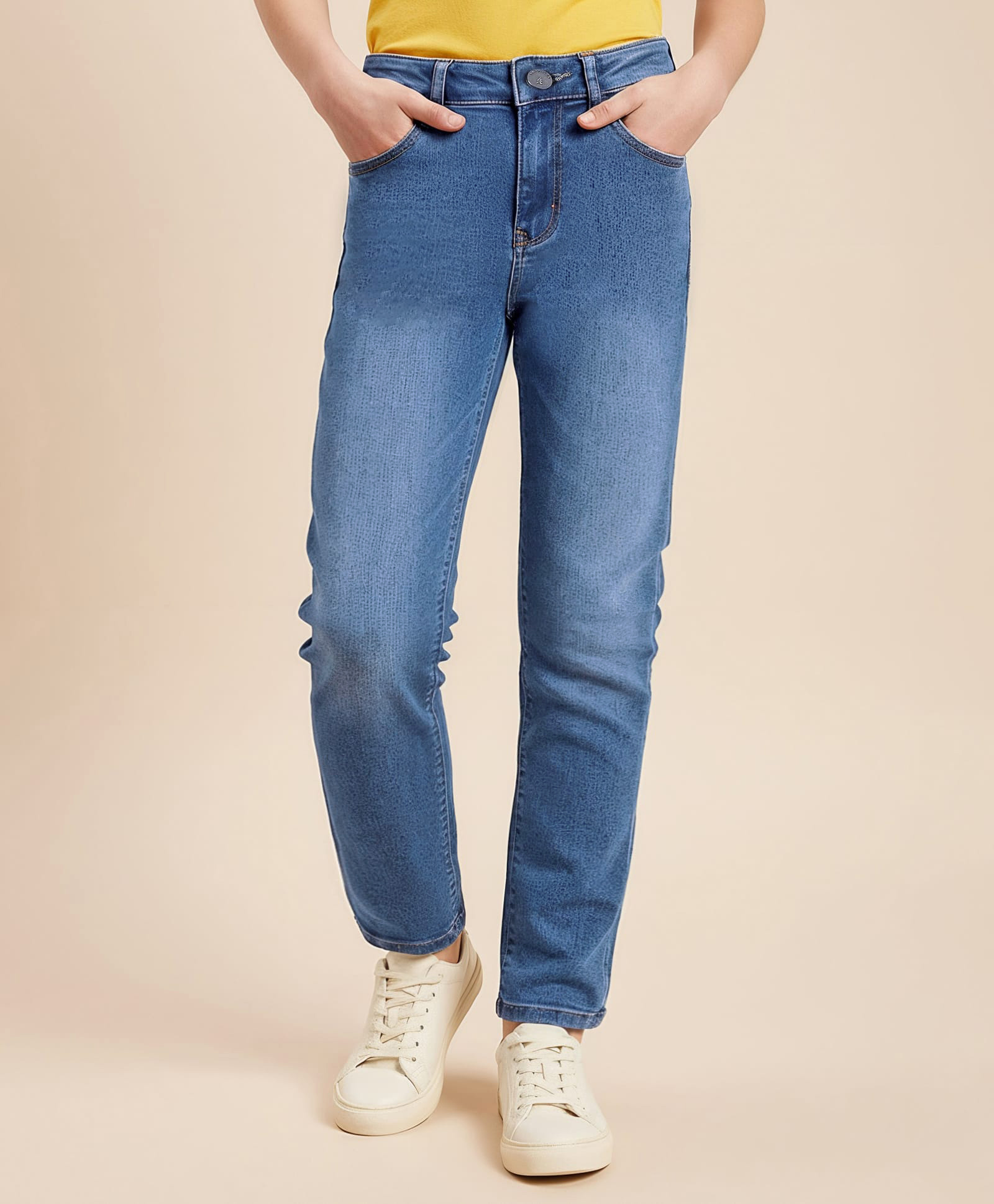 Pine Kids Denim Woven Full Length Washed Jeans - Navy Blue-picture-21