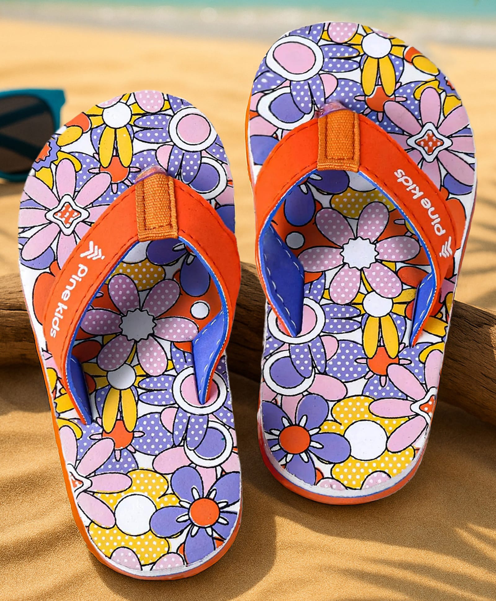 Pine Kids Slip On Flip Flops with Floral Print - Multicolor-picture-13