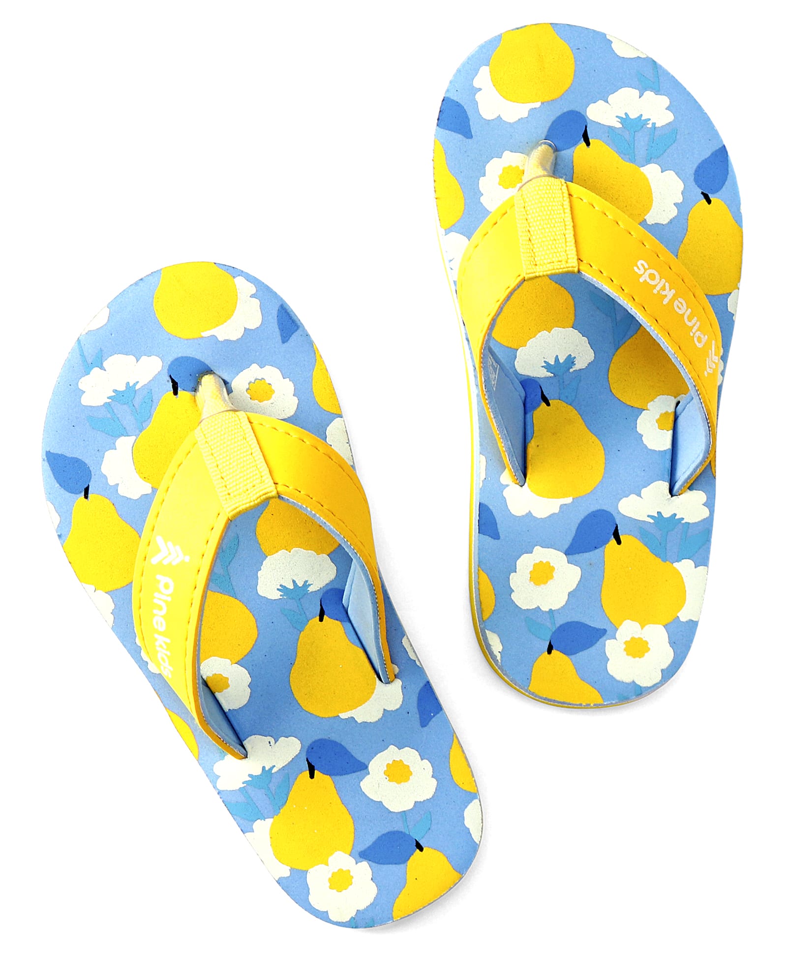 Pine Kids Slip On Flip Flops With Fruit & Floral Print - Yellow & Blue-picture-17