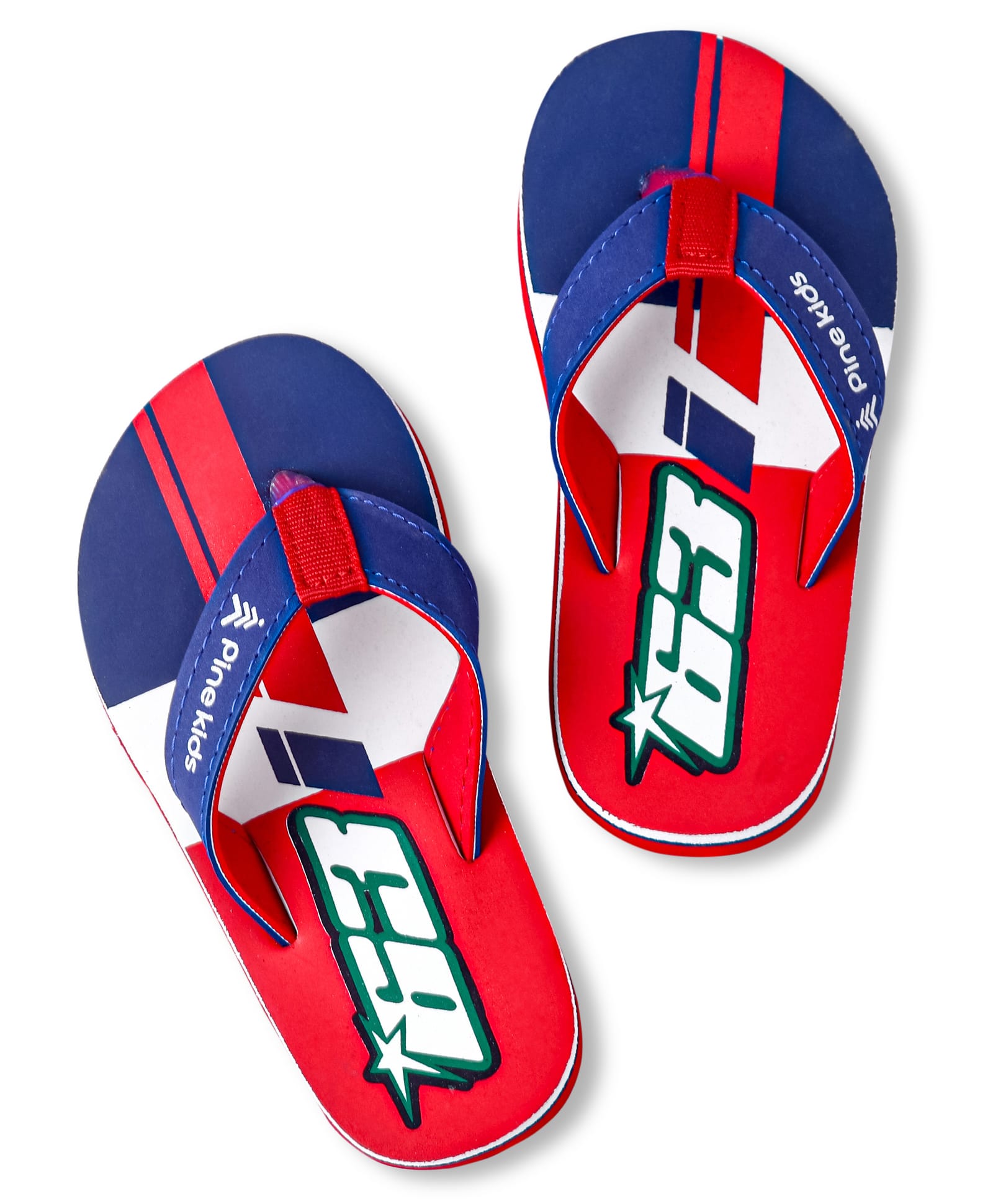 Pine Kids Slip On Flip Flops With Number Print - Red & Blue-image-48