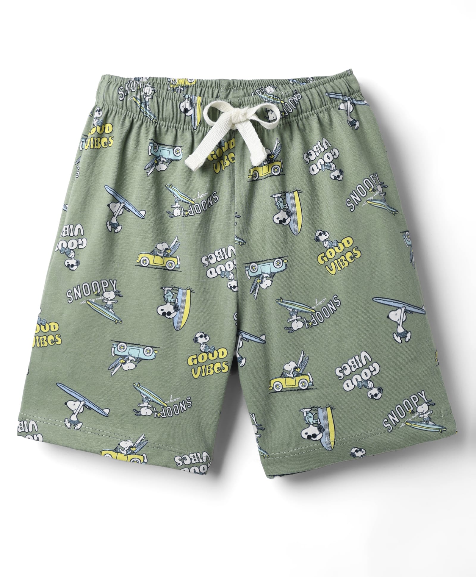 CUCUMBER Sinker Knit Above Knee Length Shorts With Snoopy Graphics - Mint-image-33