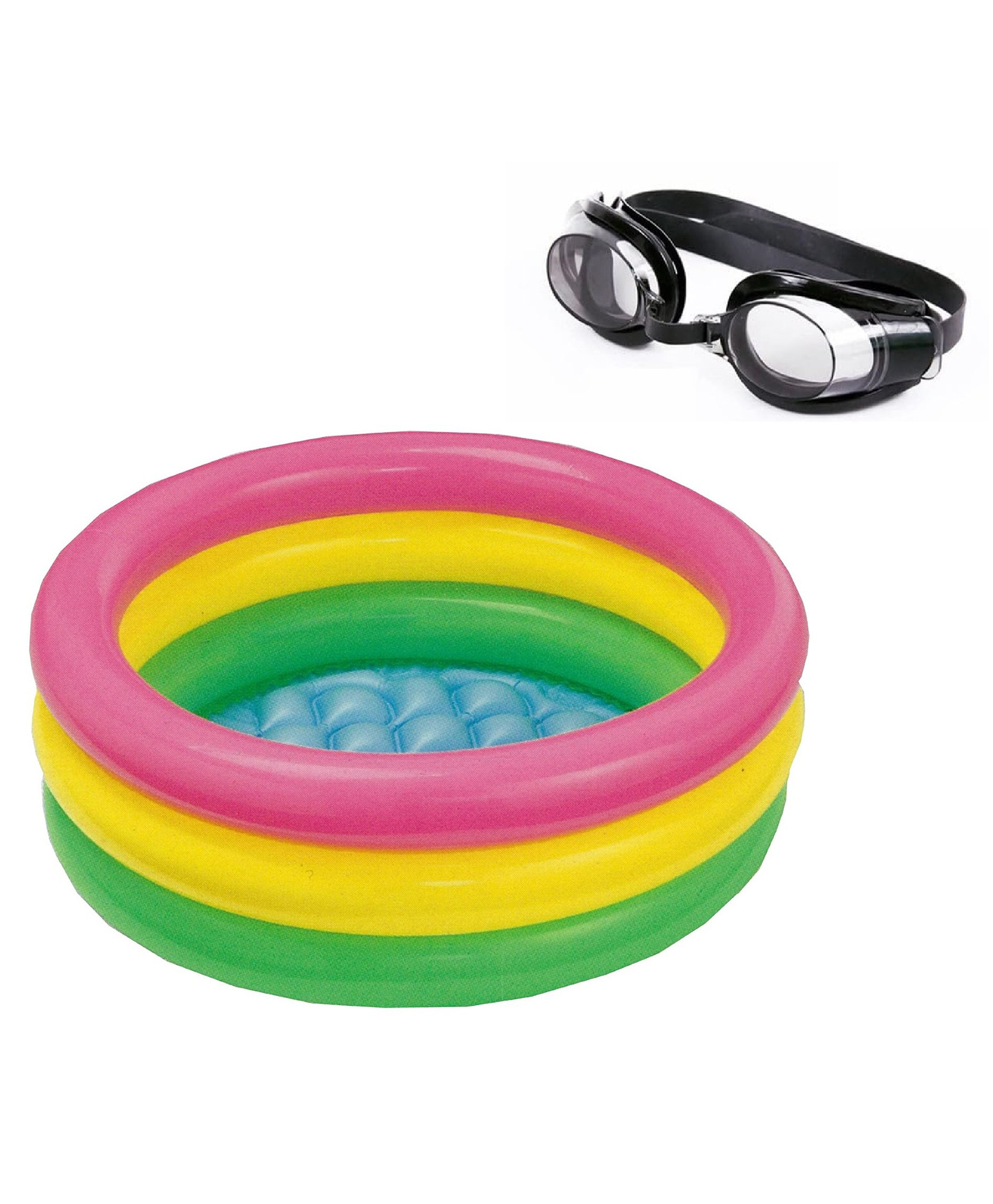 Enorme 2 FT Inflatable Kids Swimming Water Pool Bath Tub with Adjustable Swimming Goggles - Multicolour-image-33