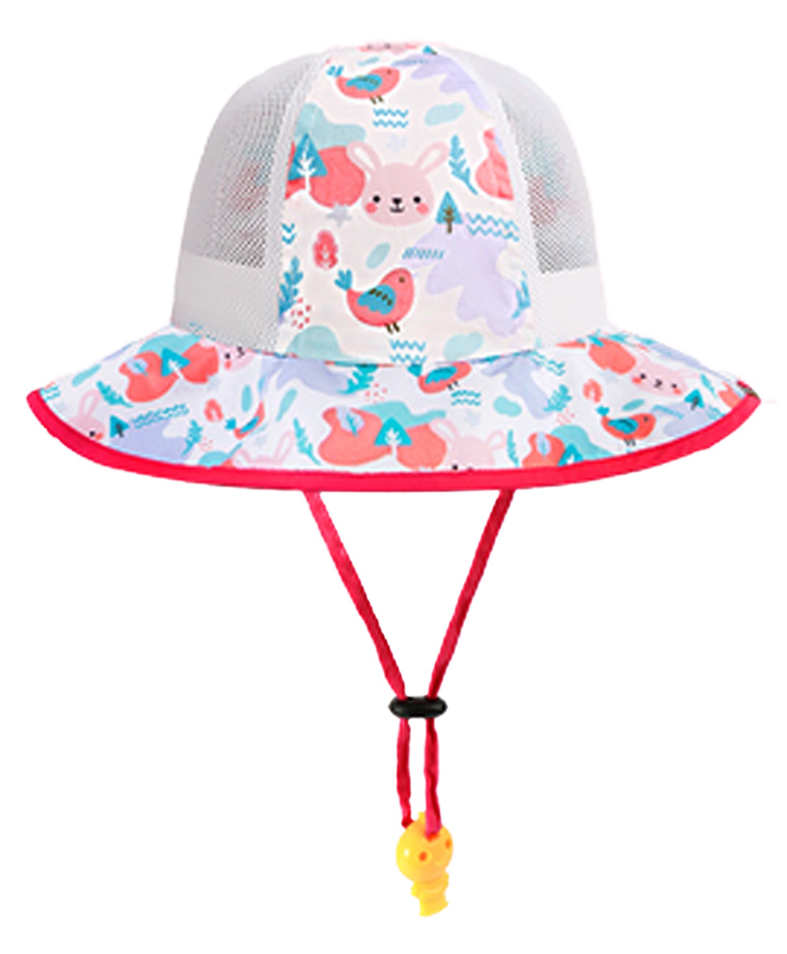 Little Surprise Box Blended Rabbit & Bird Printed Sun Hat With Adjustable Straps - White-image-2