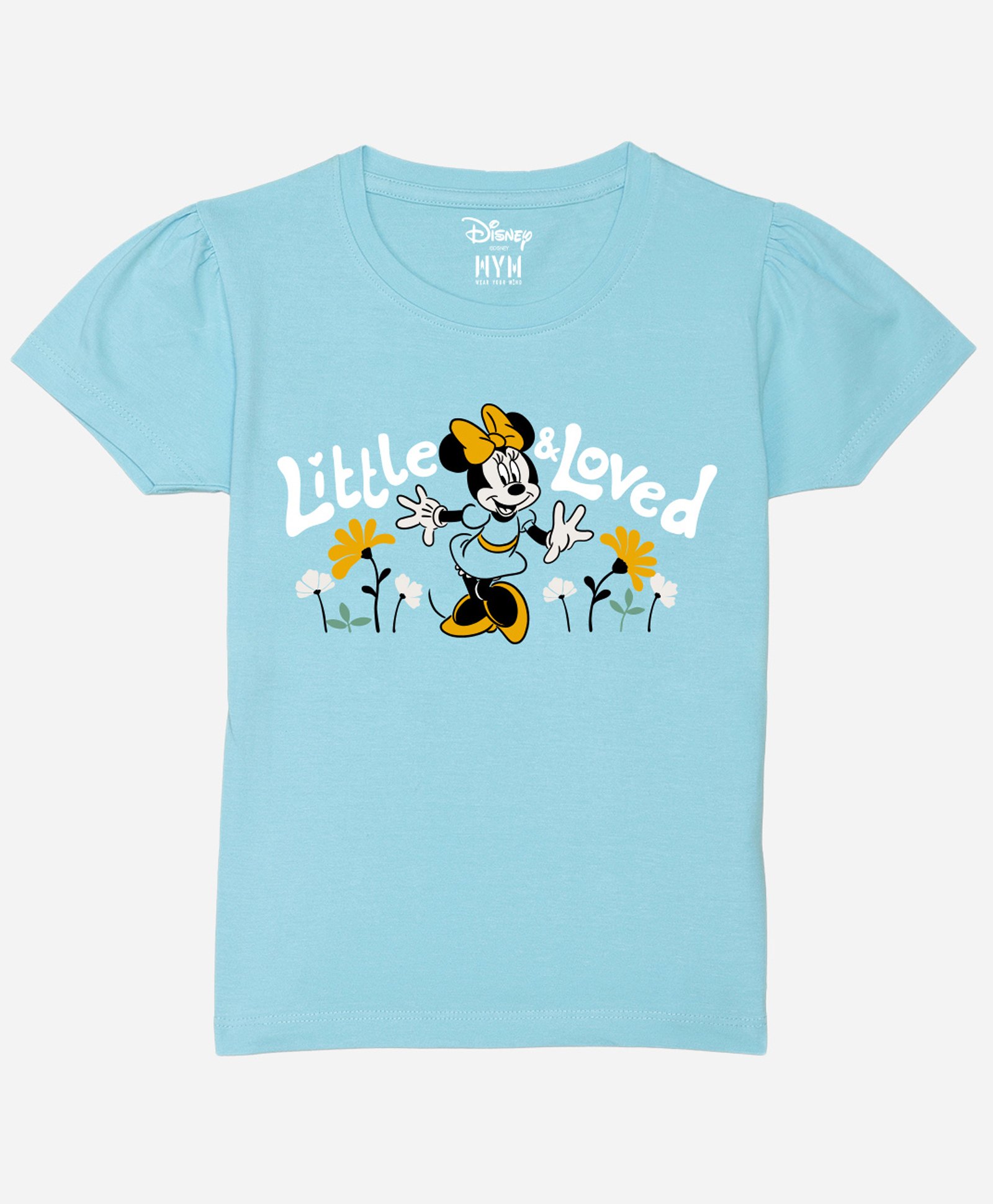 Wear Your Mind Cotton Disney Mickey & Friends Featuring Half Sleeves Minnie Mouse Printed Tee - Sky Blue-picture-5