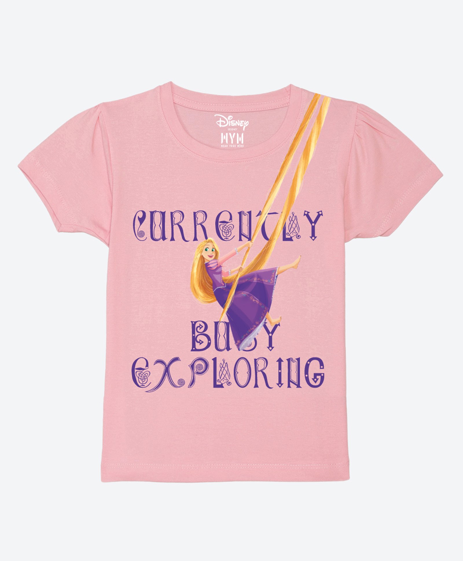 Wear Your Mind Cotton Disney Tangled Featuring Half Sleeves Rapunzel Printed Tee - Pink-picture-37