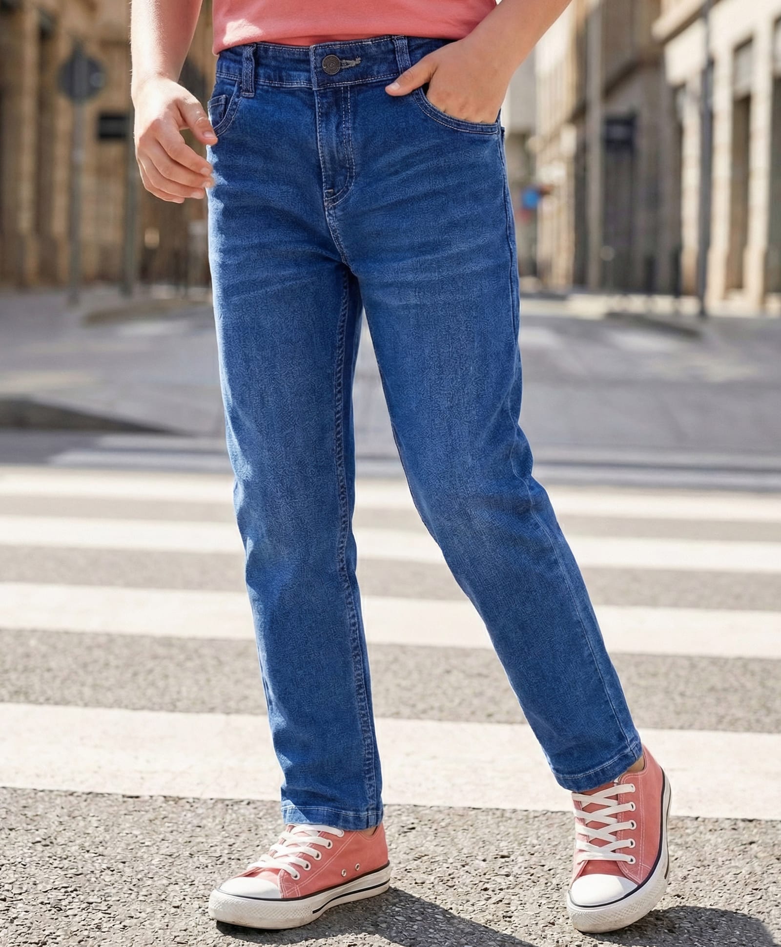 Pine Kids Denim Woven Full Length Washed Jeans - Navy Blue-picture-27