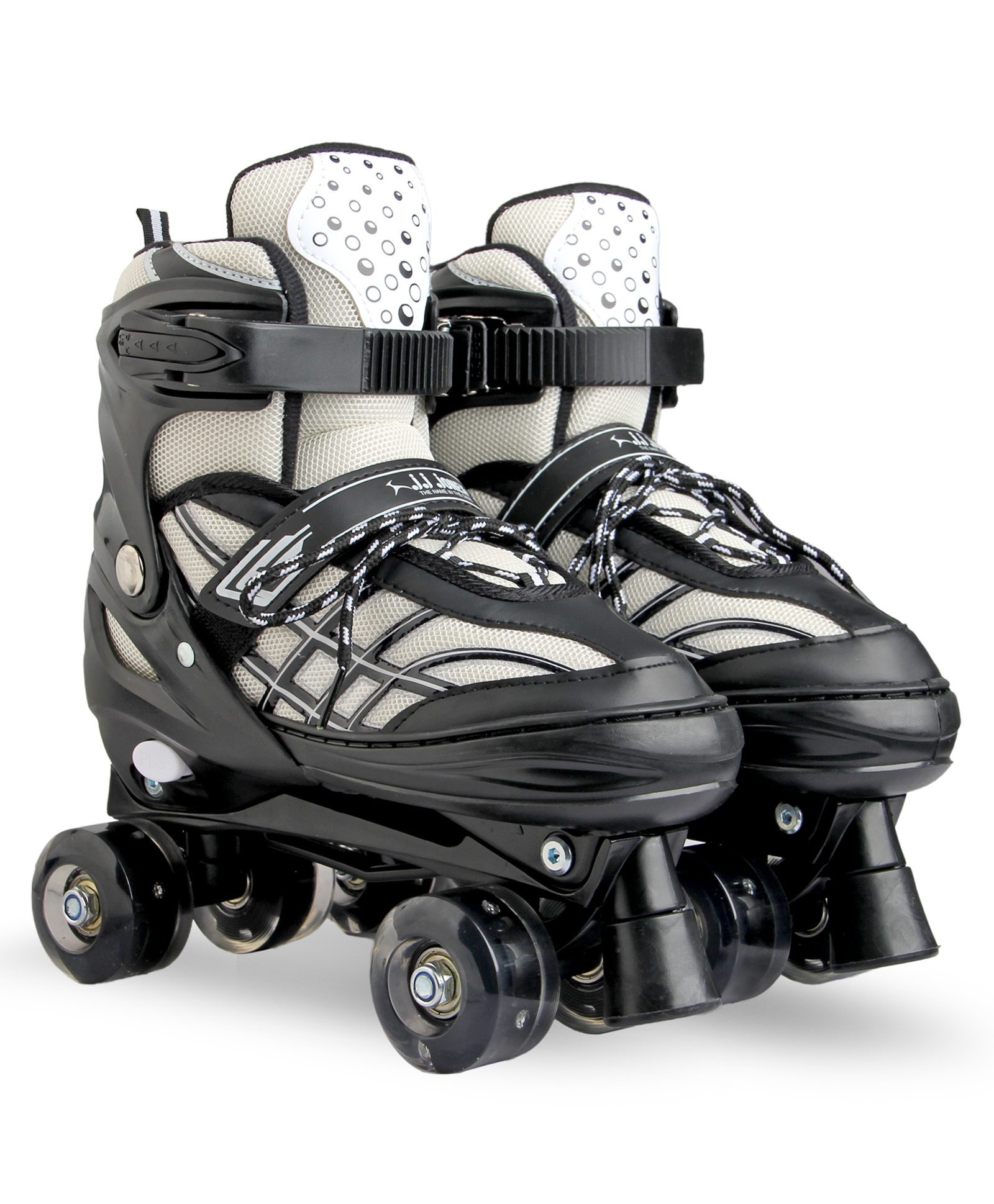 JJ JONEX Unisexyouth Quad 500 Adjustable Roller Derby Wheel Led : Ideal for Beginners to Intermediates, Indoor & Outdoor Fun for All Ages with Bag, Size Large - Black-picture-12
