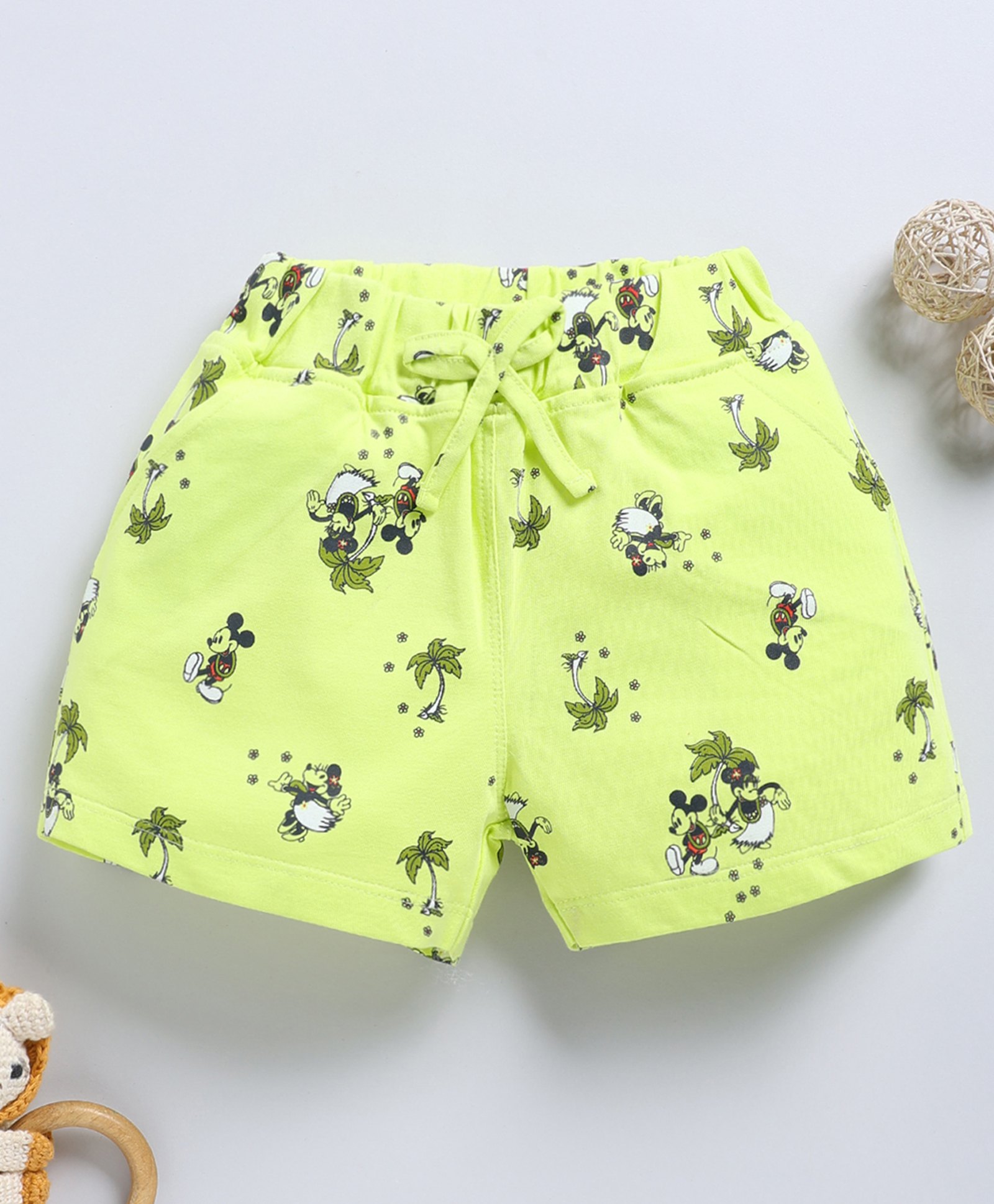 Biskid Cotton Disney Mickey & Friends Featuring Character Printed Shorts - Lemon-image-15