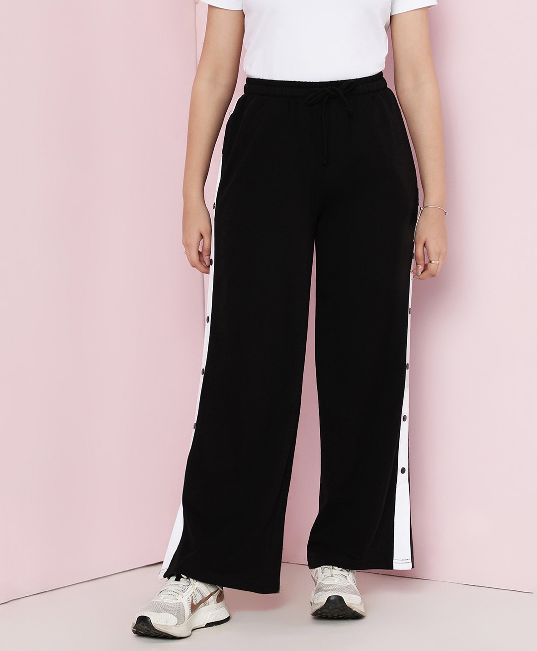 Lil Tomatoes Cotton Looper Side Taped Track Pants - Black-image-30