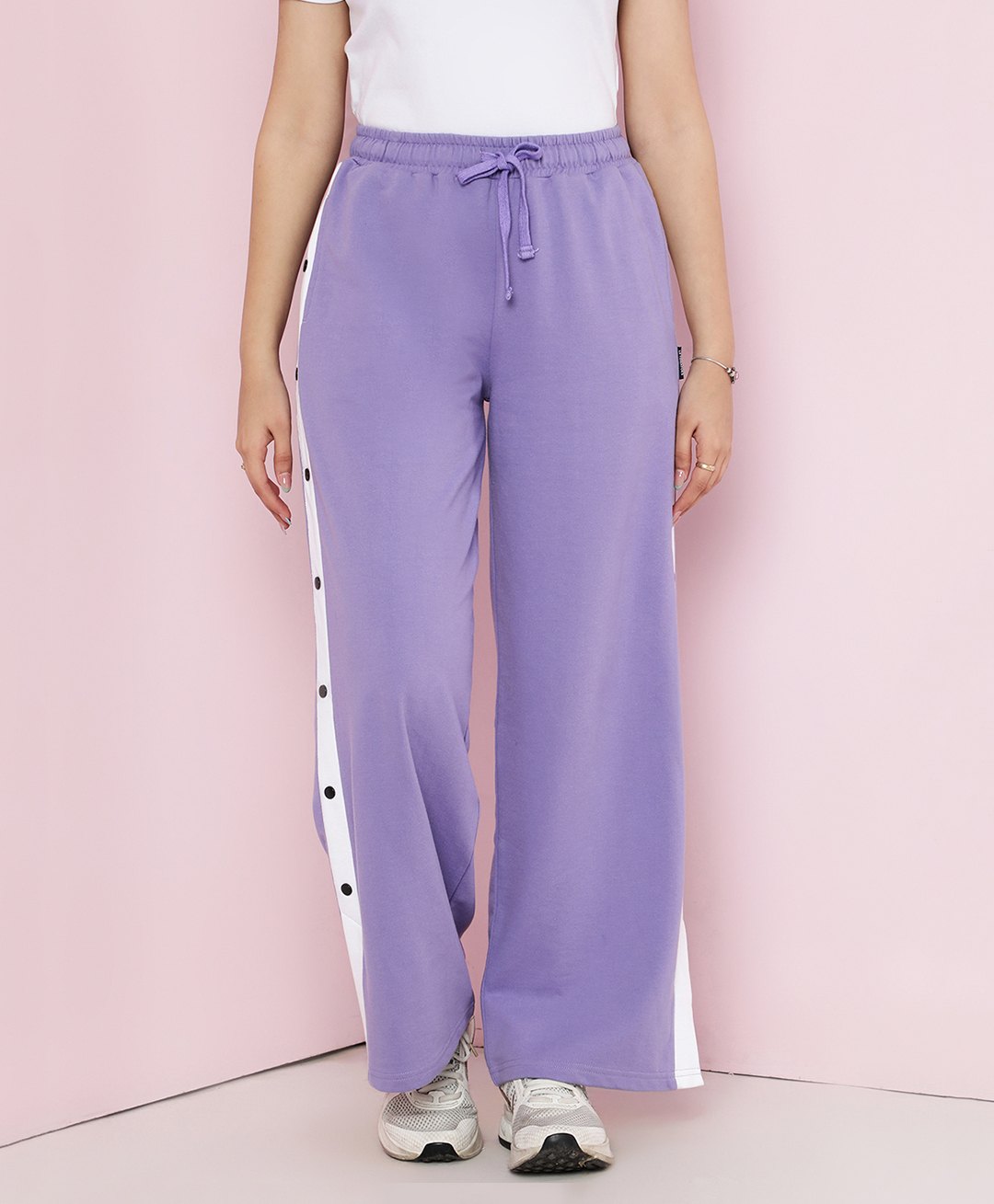 Lil Tomatoes Cotton Looper Side Taped Track Pants - Lavender-picture-27
