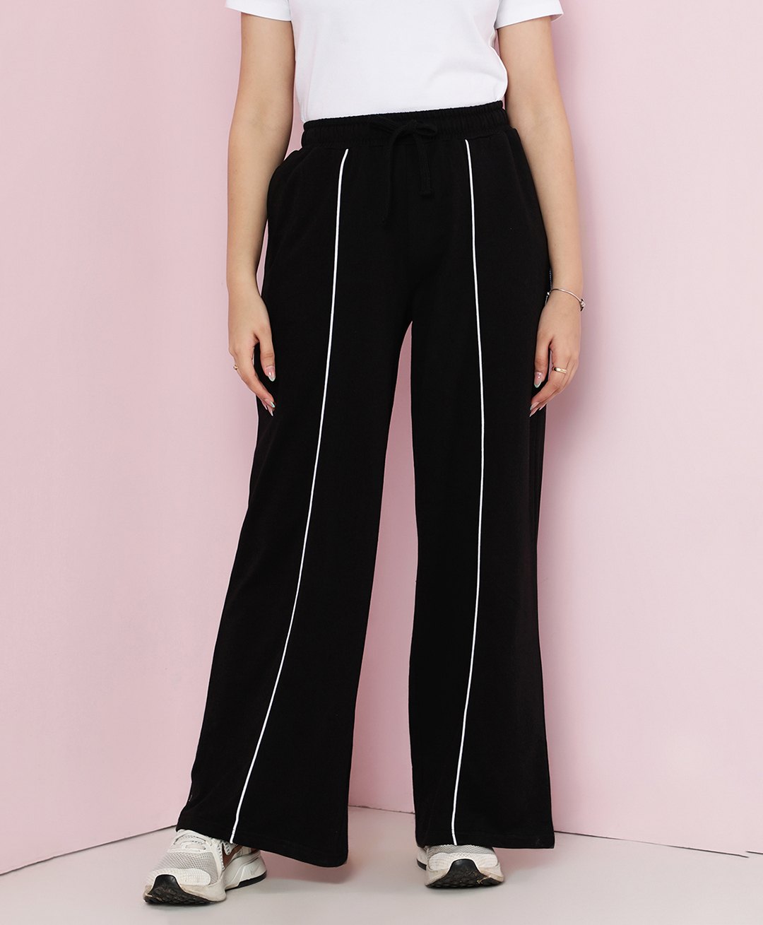 Lil Tomatoes Cotton Looper Taped Flared Track Pants - Black-picture-16