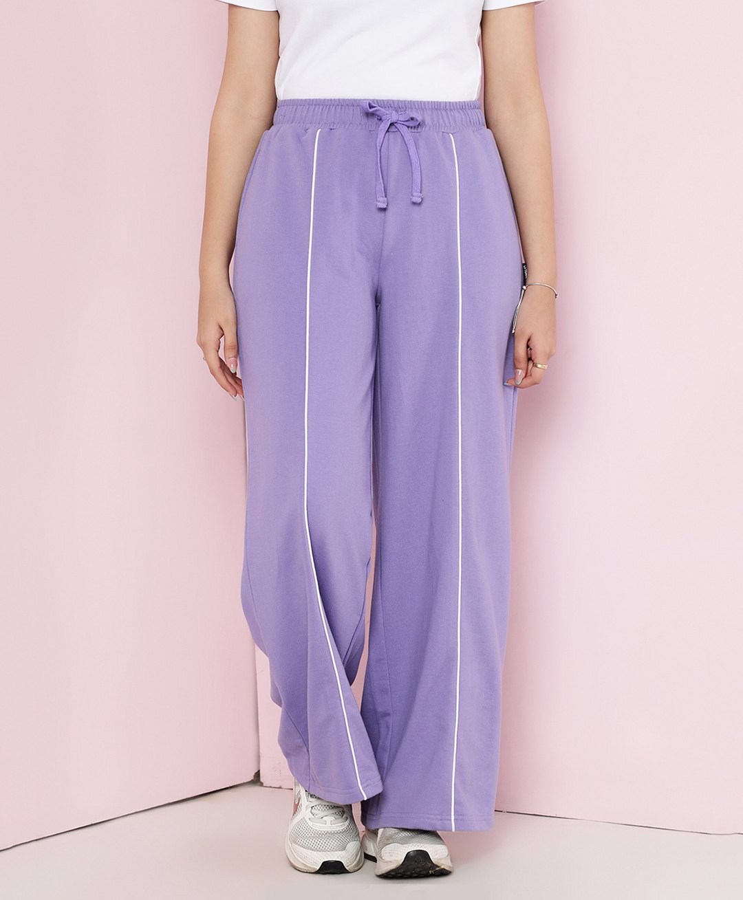 Lil Tomatoes Cotton Looper Taped Flared Track Pants - Lavender-picture-17