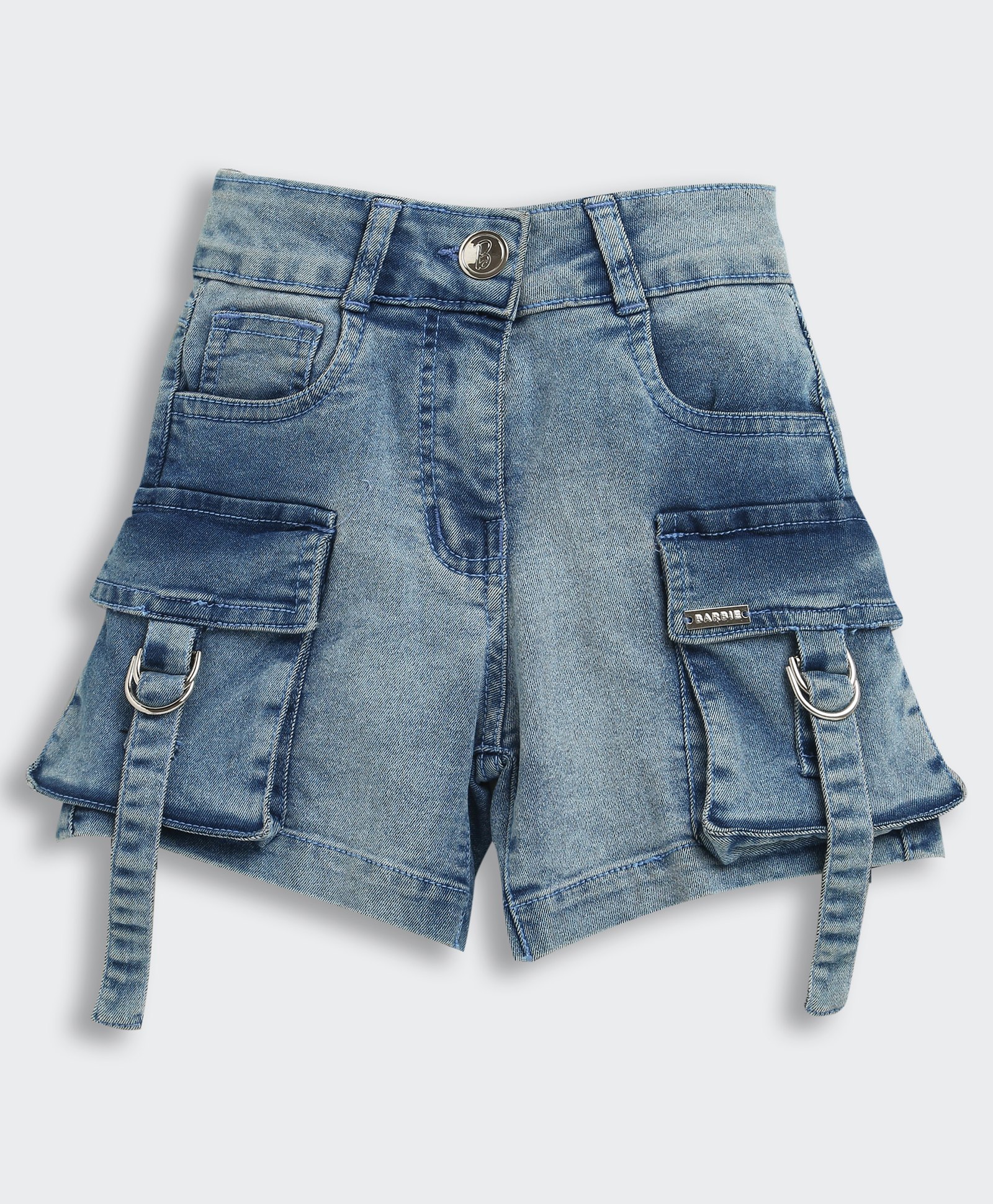 Barbie by Tiny Girl Mild Washed Pocket Detailed Denim Shorts - Light Blue-picture-25