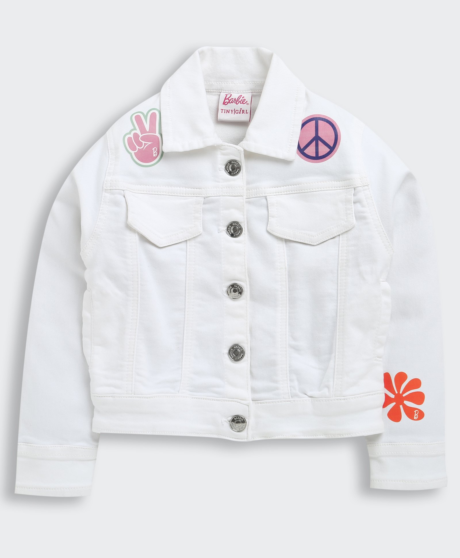 Barbie by Tiny Girl Mattel Featuring Full Sleeves Good Vibes Only & BarbiePrinted Jacket - Off White-picture-14