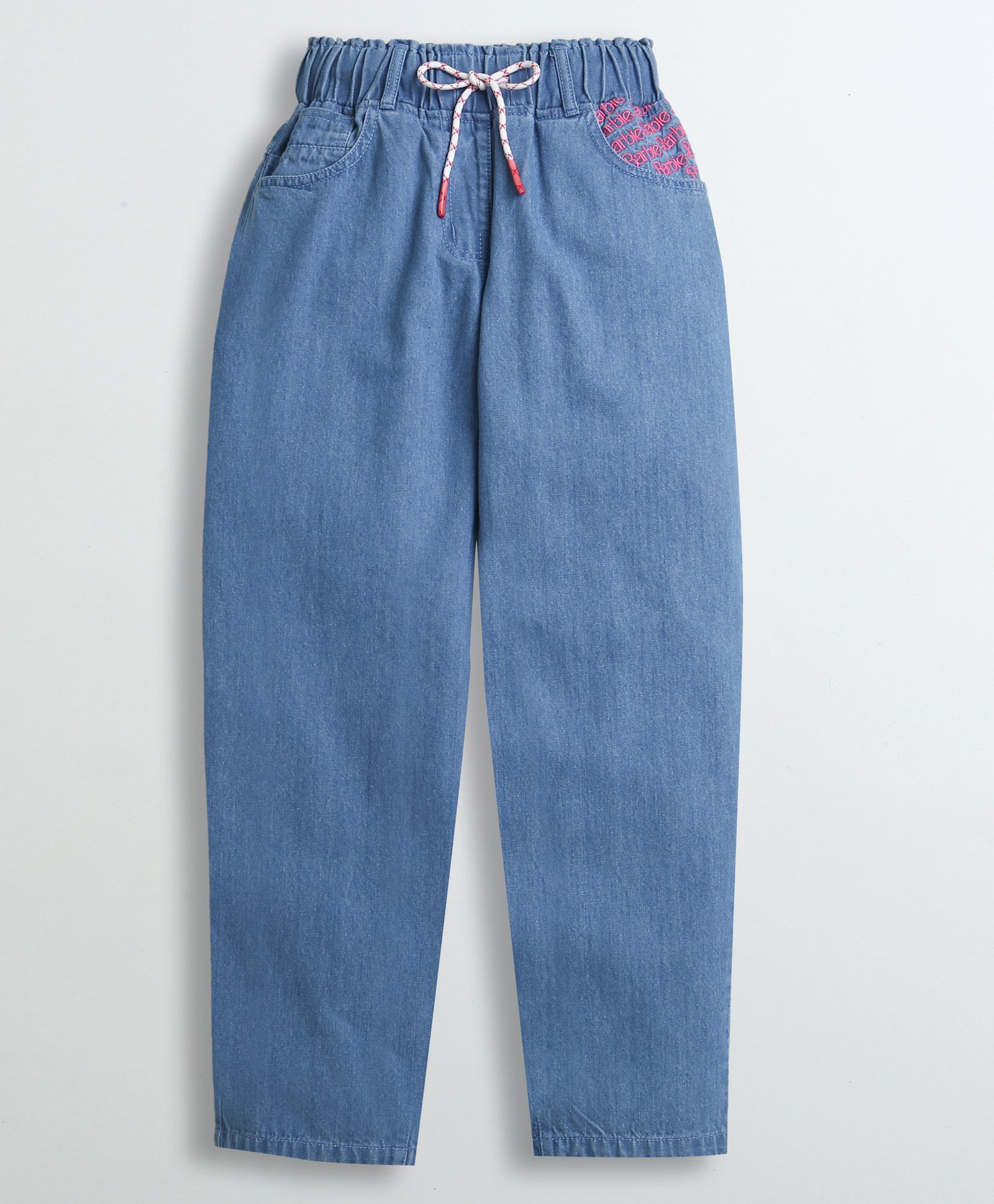 Barbie by Tiny Girl 100% Cotton Denim Brand Name Embroidered Jeans - Light Blue-picture-27
