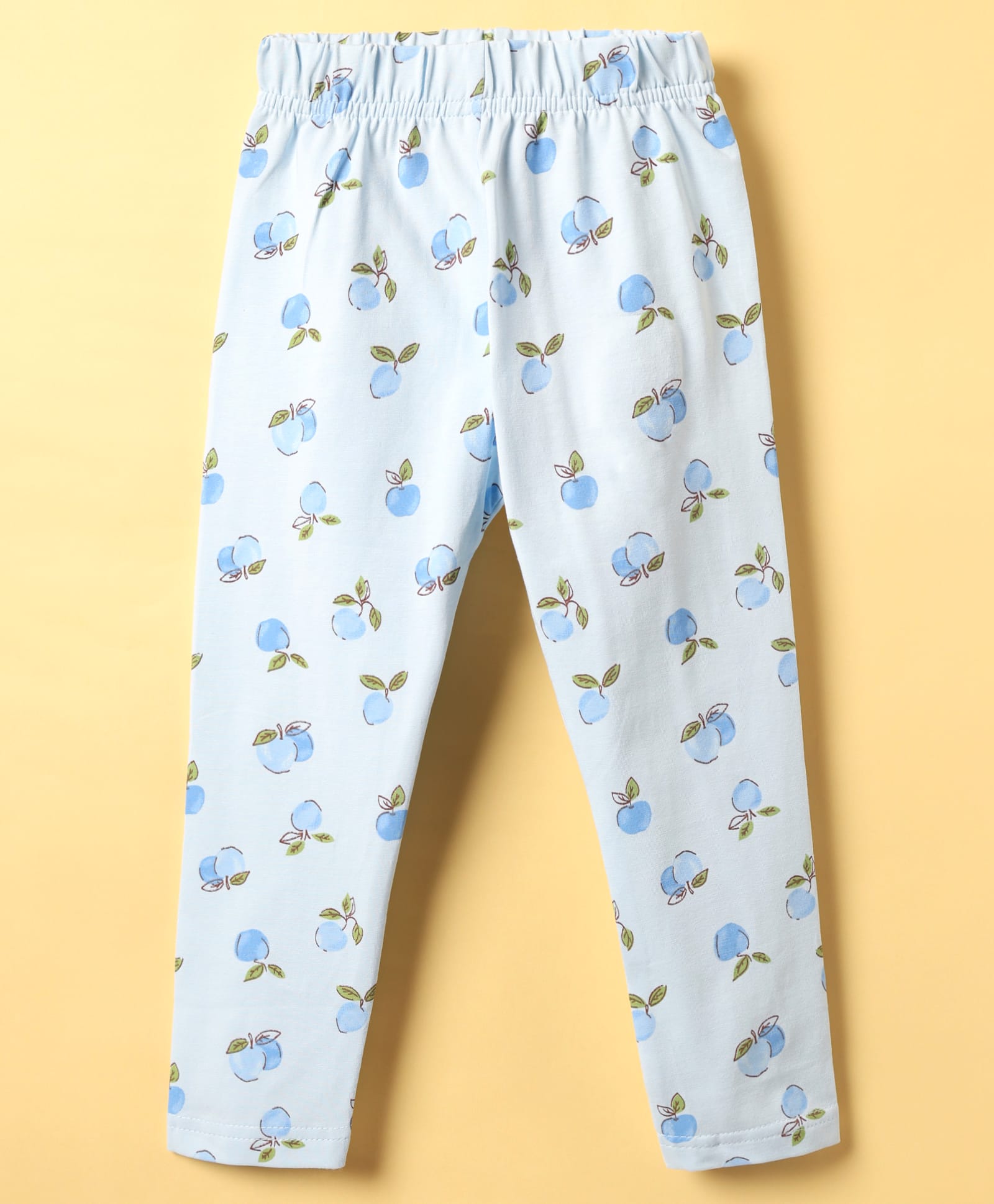 Evimo Single Jersey Knit Full Length Leggings with Cherry Print - Light Blue-picture-35