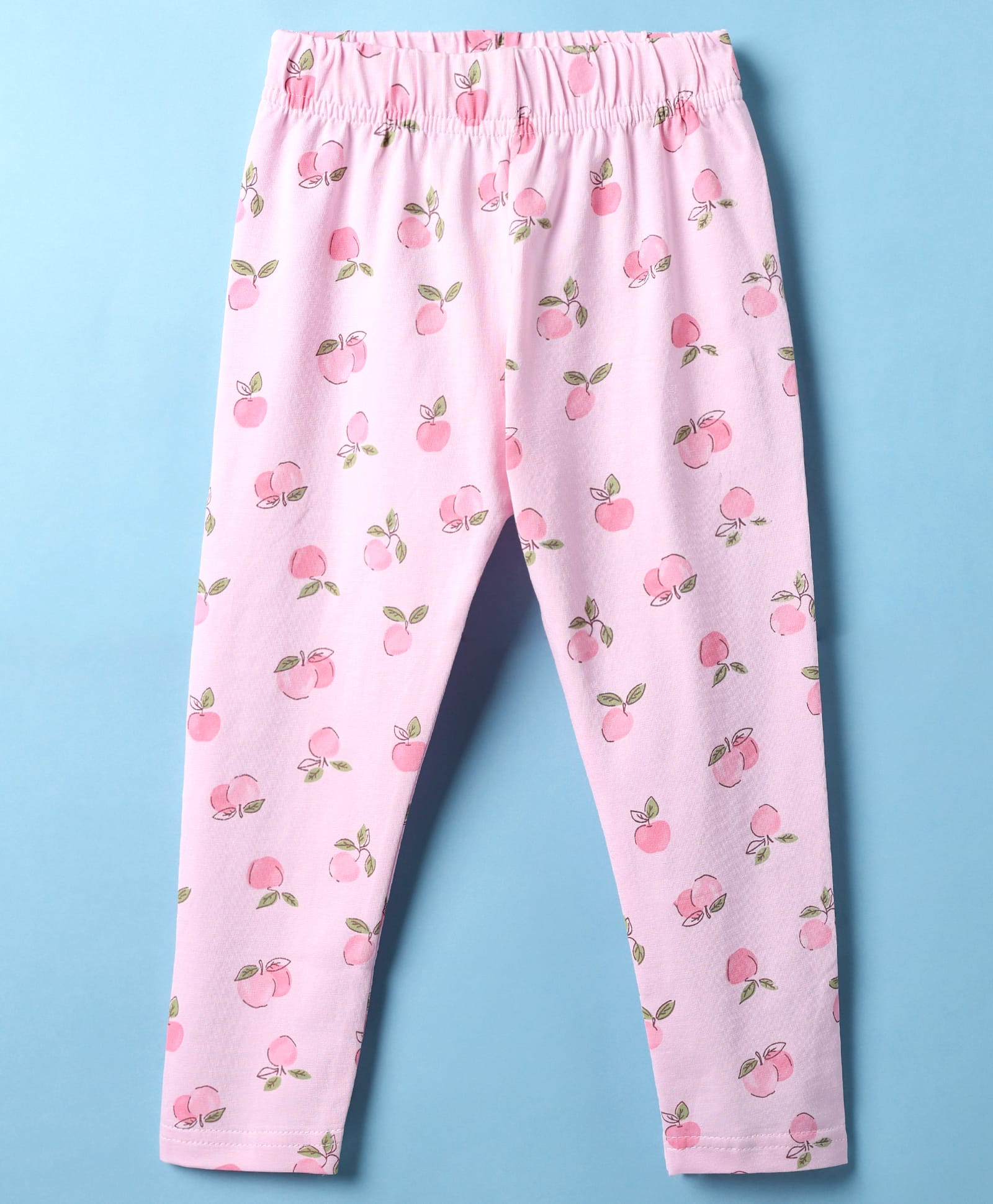 Evimo Single Jersey Knit Full Length Leggings with Cherry Print - Light Pink-picture-32