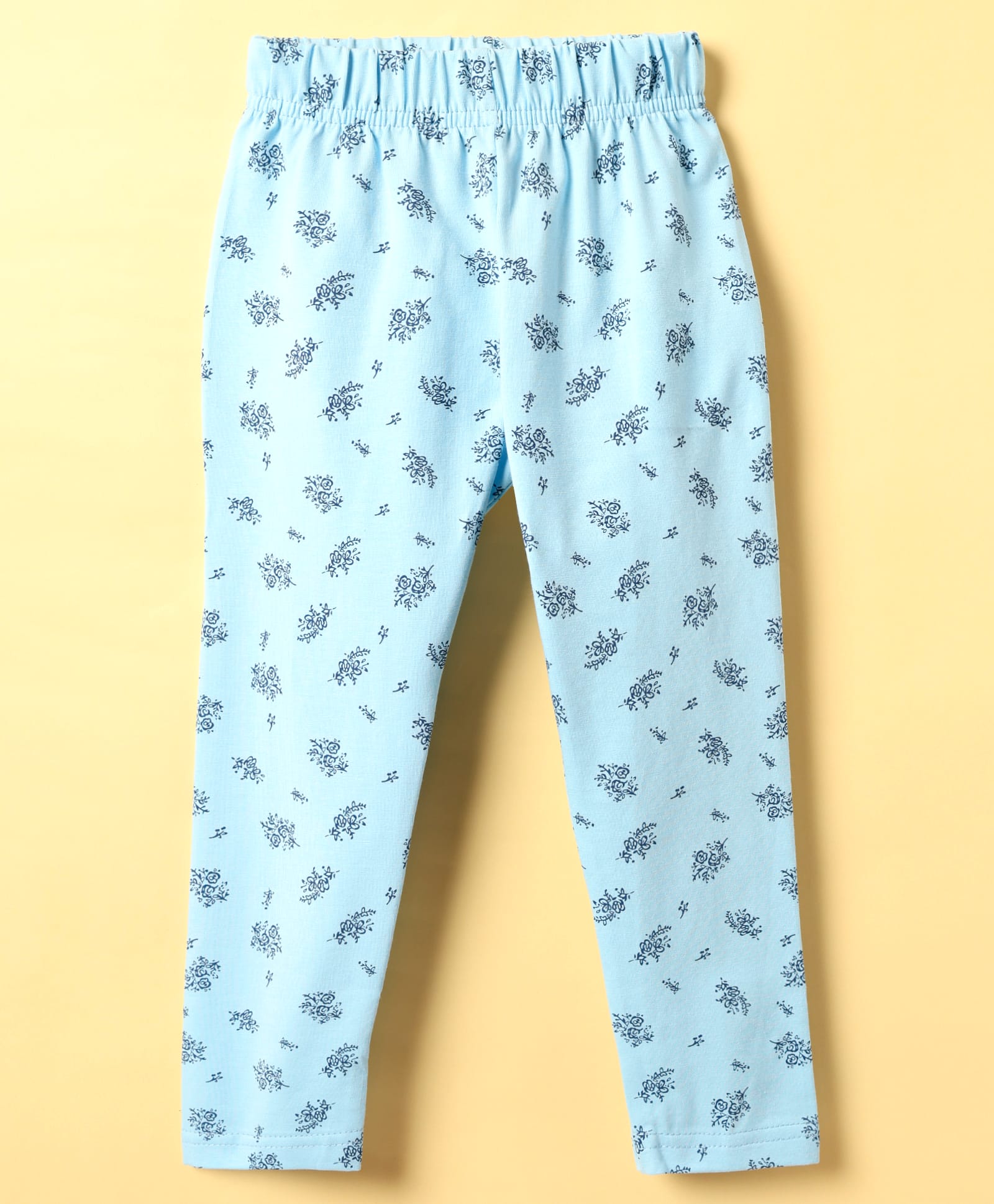 Evimo Single Jersey Knit Full Length Leggings With Floral Print - Light Blue-picture-38