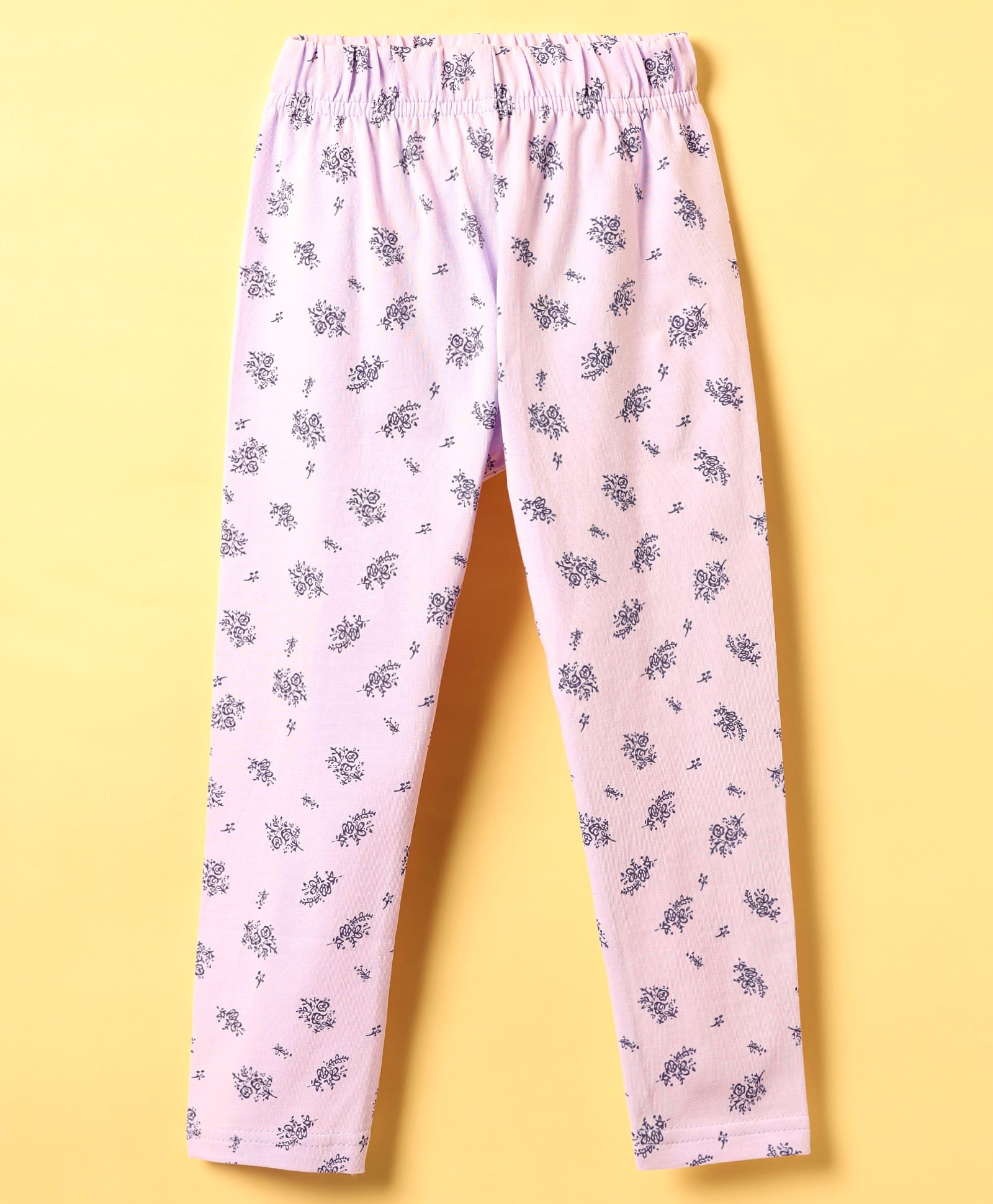 Evimo Single Jersey Knit Full Length Leggings With Floral Print - Pink-picture-14