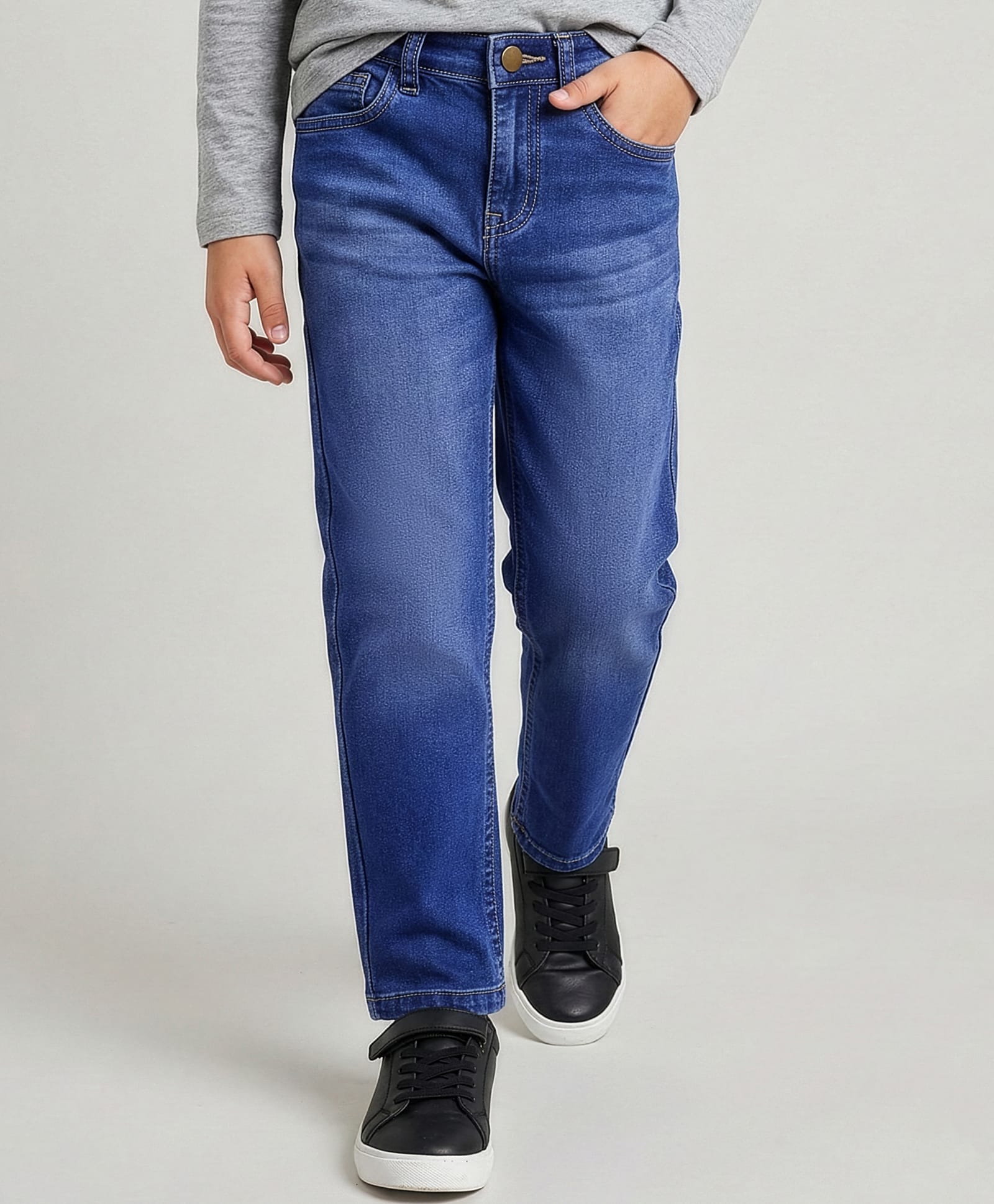 Primo Gino Cotton Woven Full Length Washed Jeans - Blue-picture-18