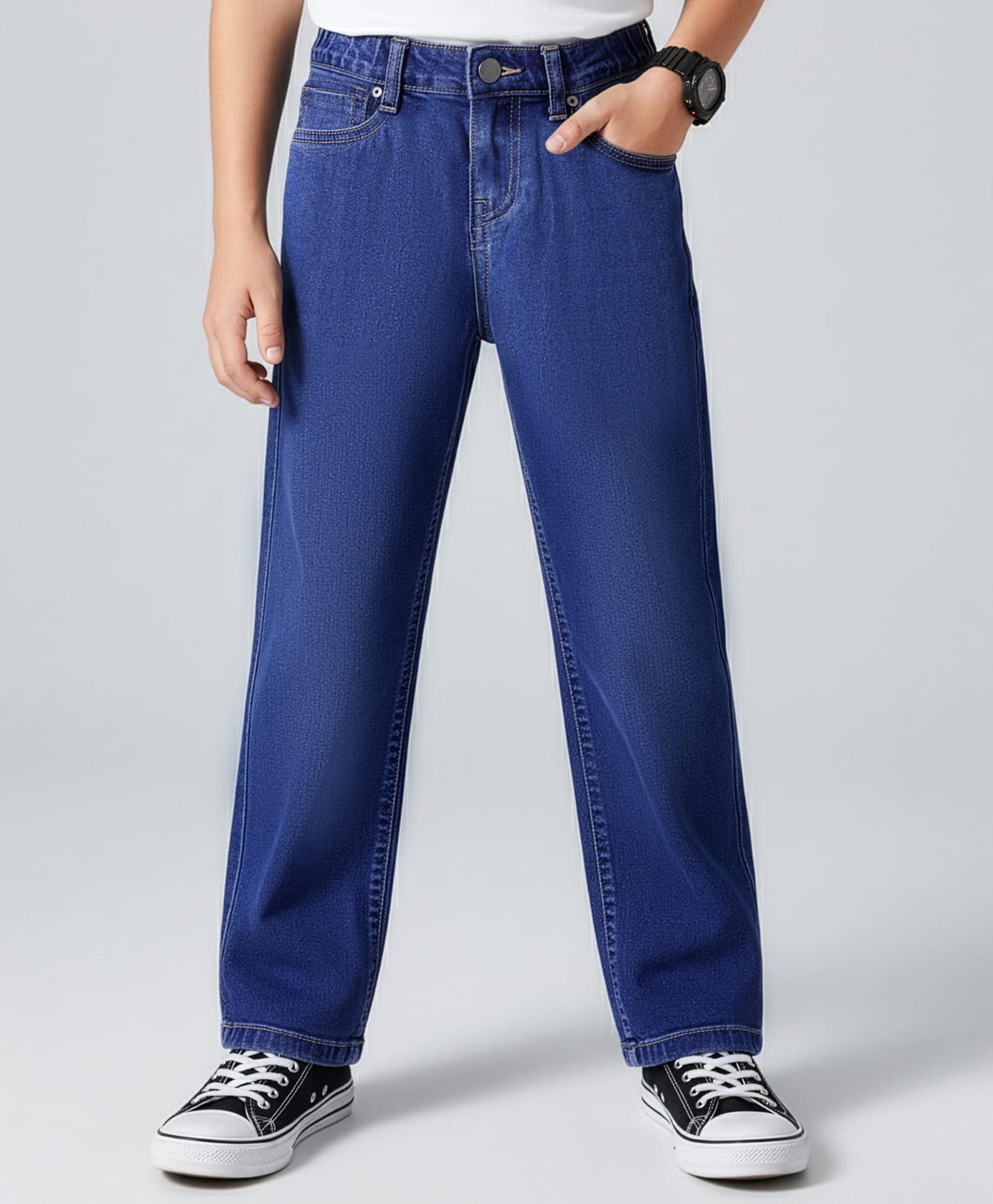 Primo Gino Cotton Woven Full Length Washed Jeans - Blue-picture-10
