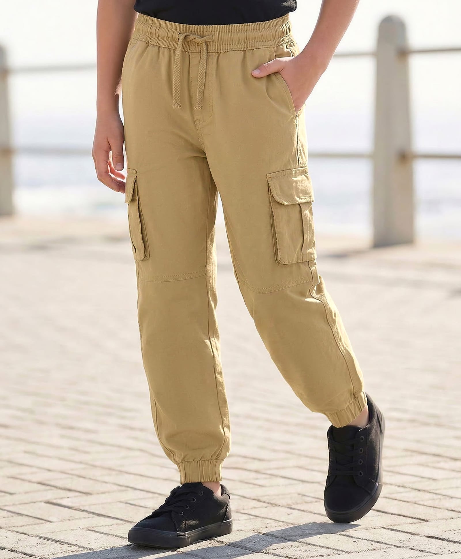 Pine Kids Woven Full Length Trouser With Cargo Pockets - Khaki-picture-18
