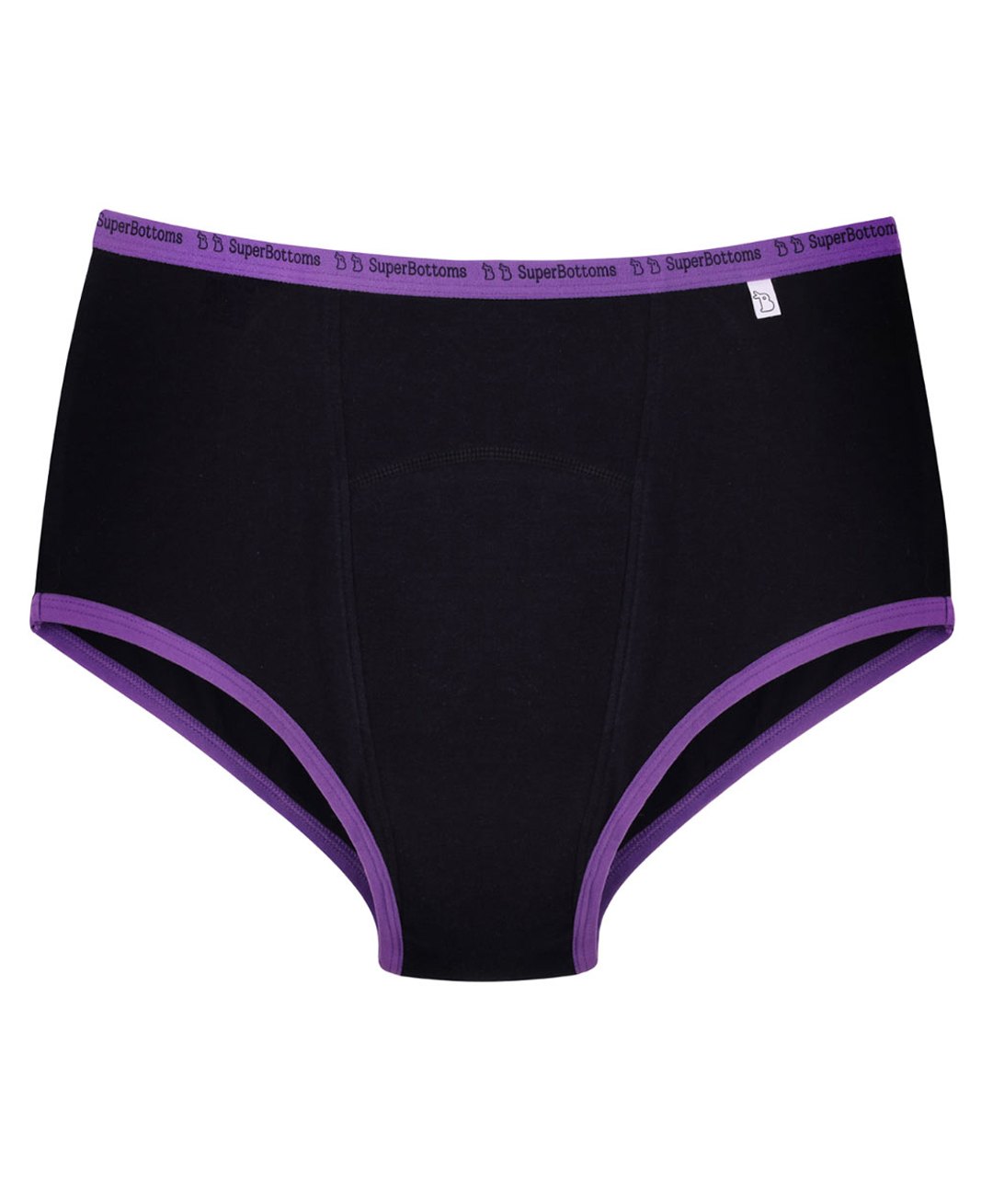 SuperBottoms Maxabsorb Bamboo Cotton Solid Stain Proof 8Hr Absorbent Period Panty - Black