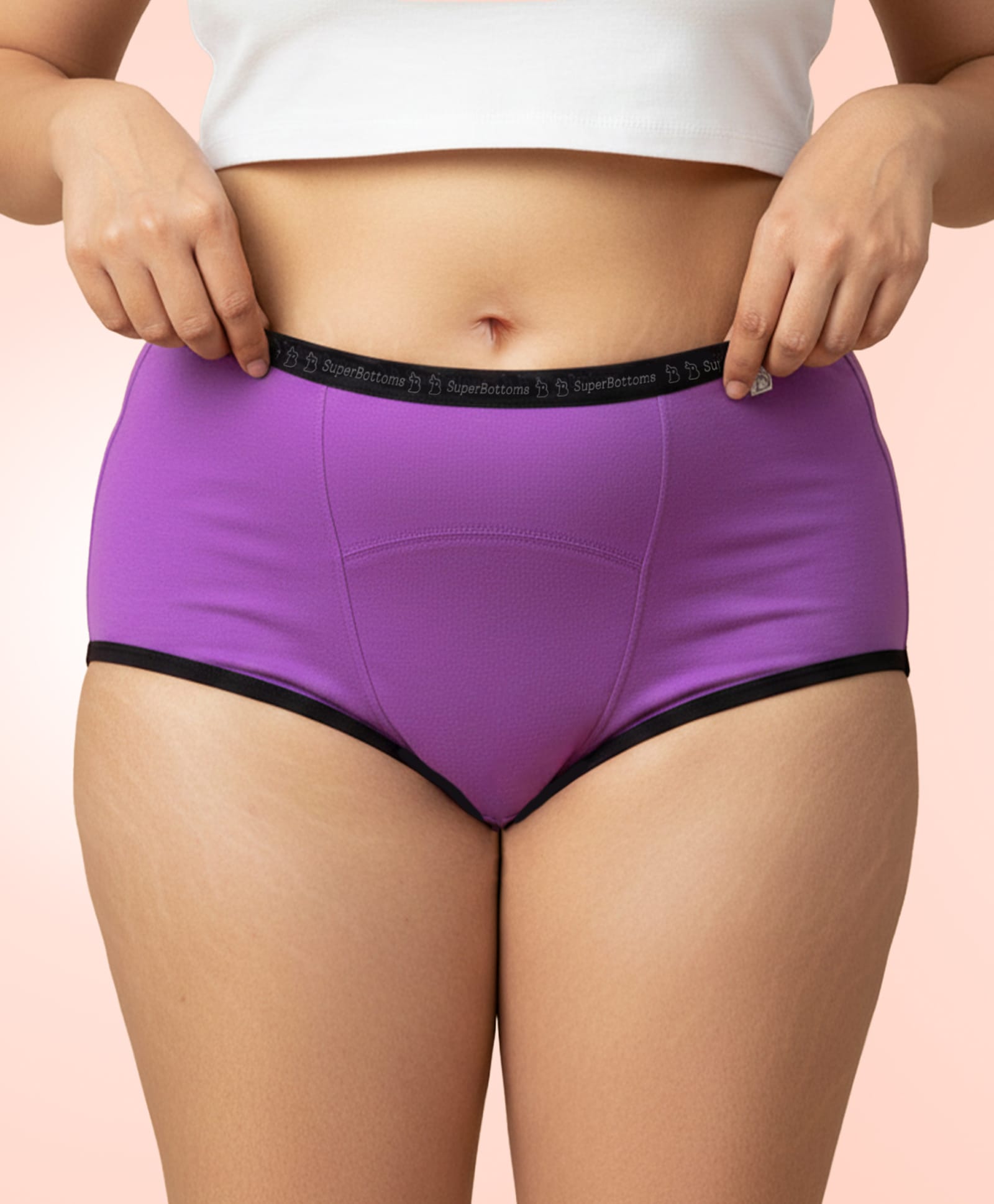 SuperBottoms Maxabsorb Bamboo Cotton Solid Stain Proof 8Hr Absorbent Period Panty - Lilac-image-1