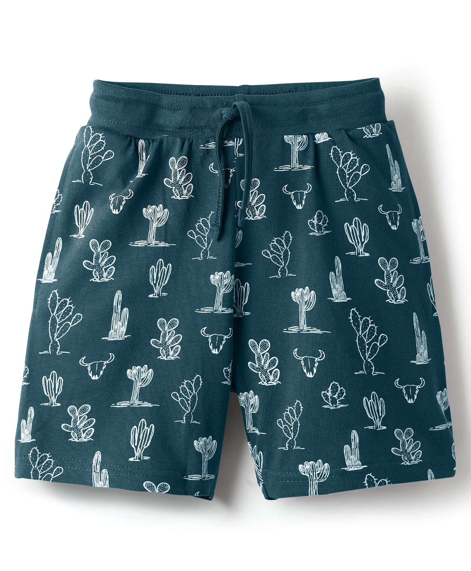 Evimo Single Jersey Knit Knee Length Shorts With Cactus Print - Teal Blue-picture-15