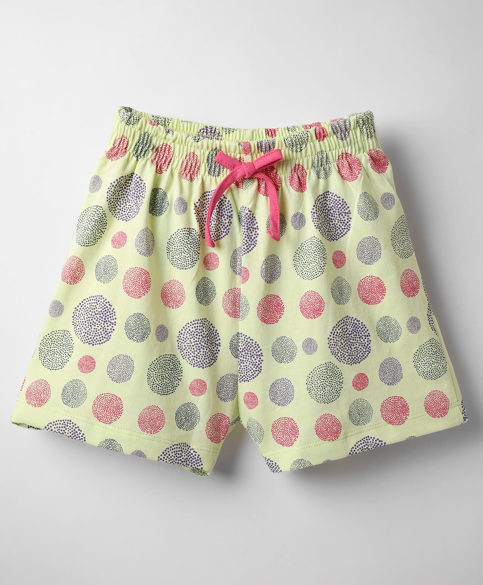 Evimo Single Jersey Knit Knee Length Shorts with Abstract Design - Lemon Yellow-picture-33