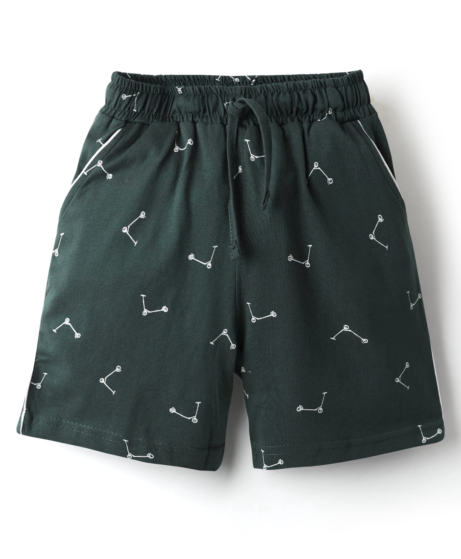 fido Evimo Single Jersey Knit Knee Length Shorts With Tricycle Print - Dark Green-picture-31