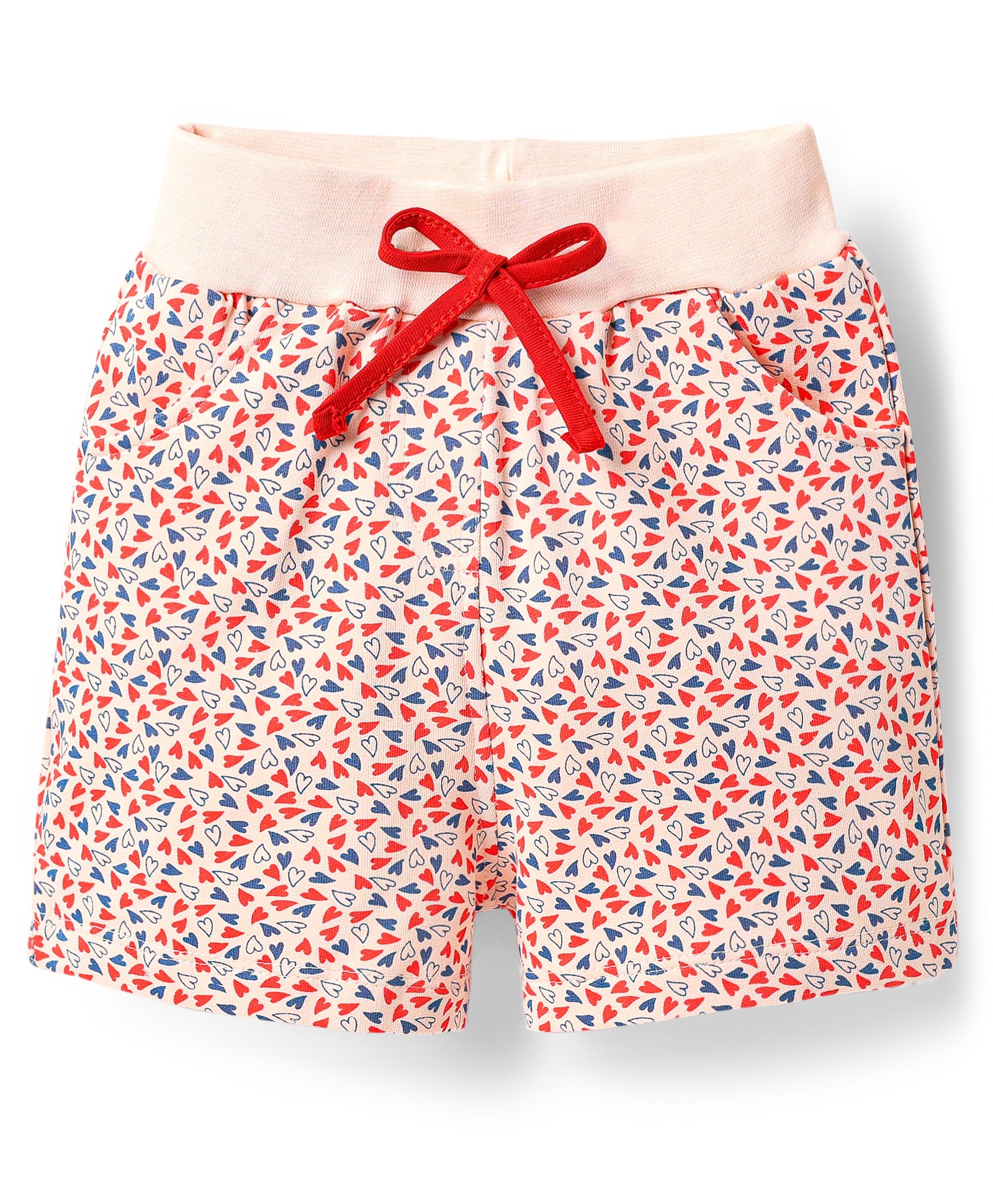 Evimo Single Jersey Knit Knee Length Shorts With Heart Print - Cream-picture-20